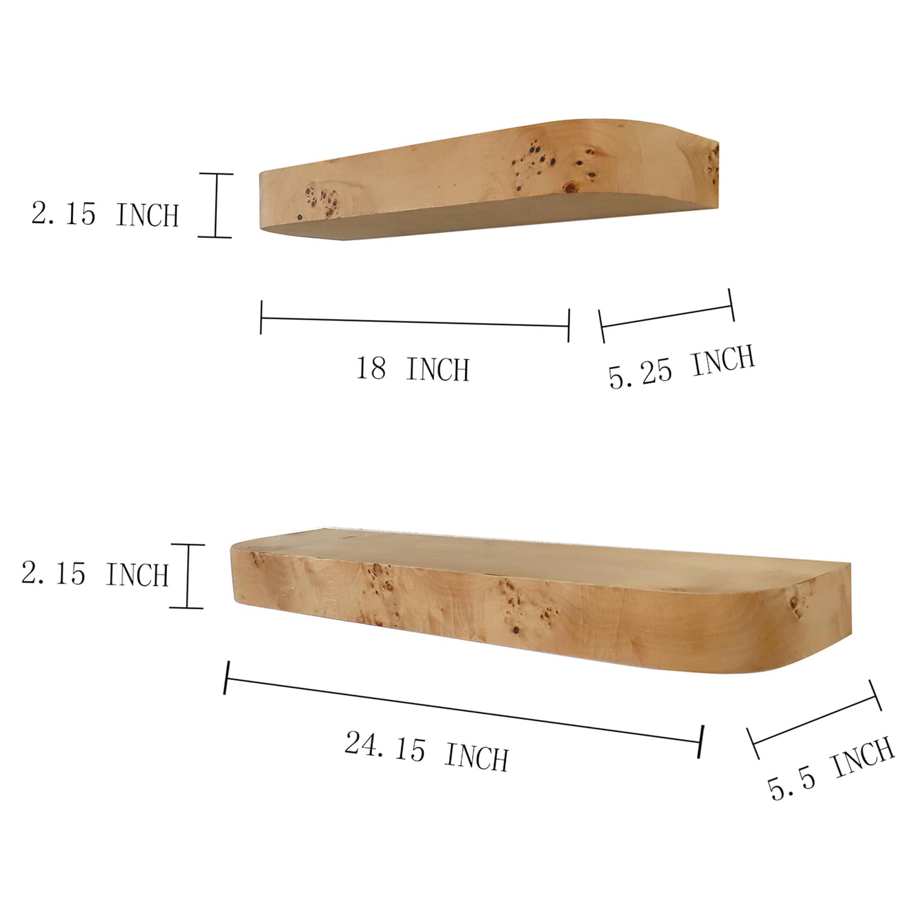 Crosby St. 2-Piece Burl Wood Wall Ledge Set