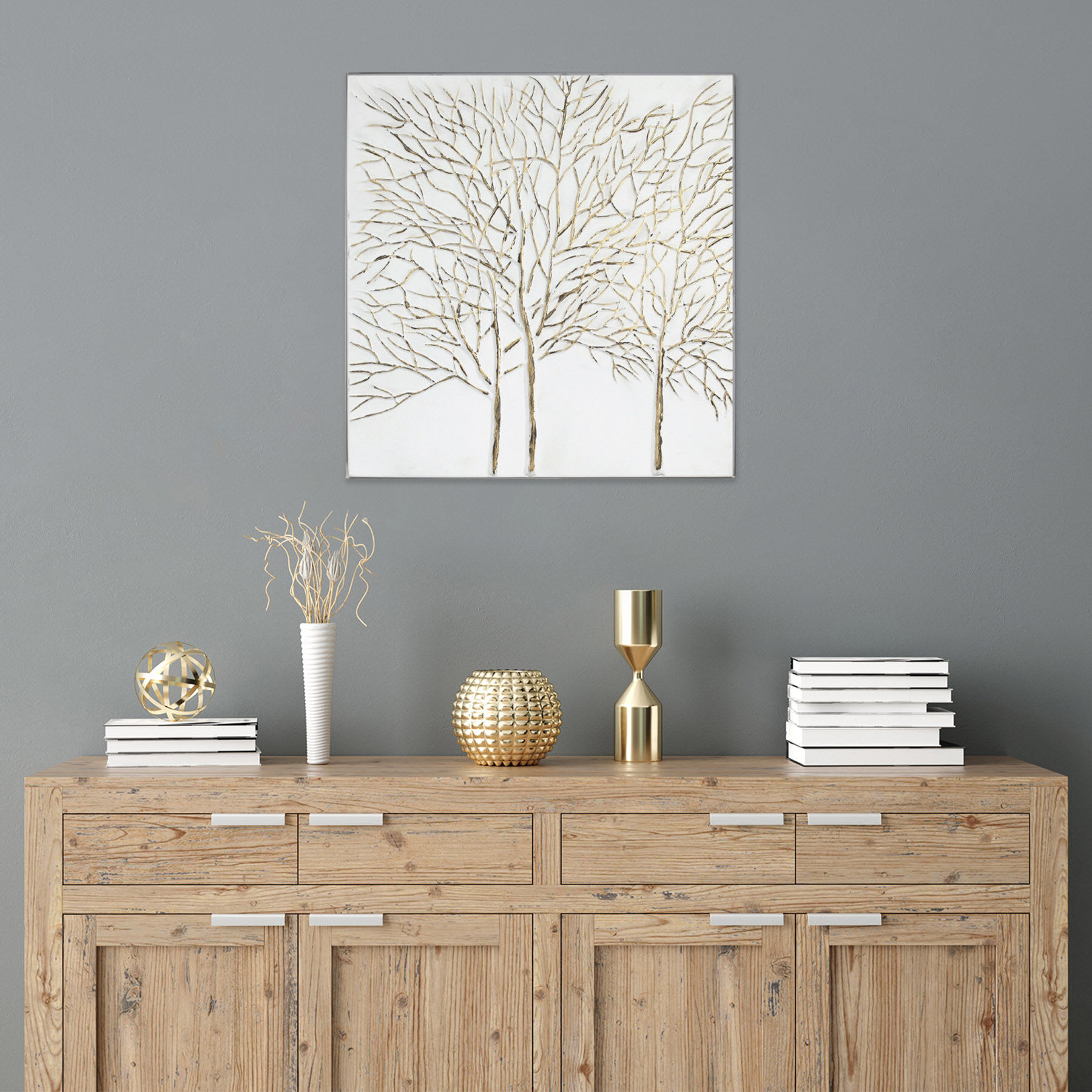 Embossed Metal Tree Wall Art, 24"