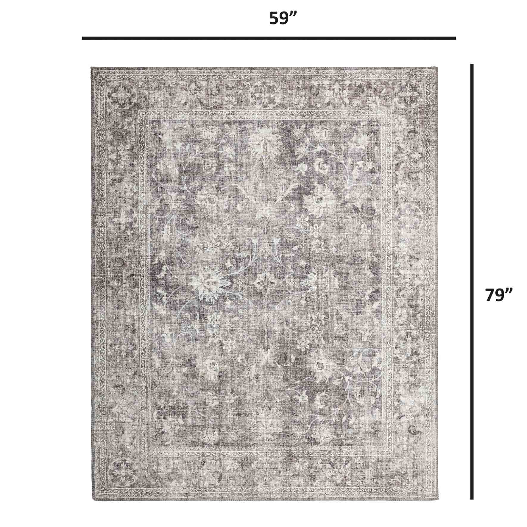 (B844) Honeybloom Vintage Distressed Medallion Area Rug, 5x7