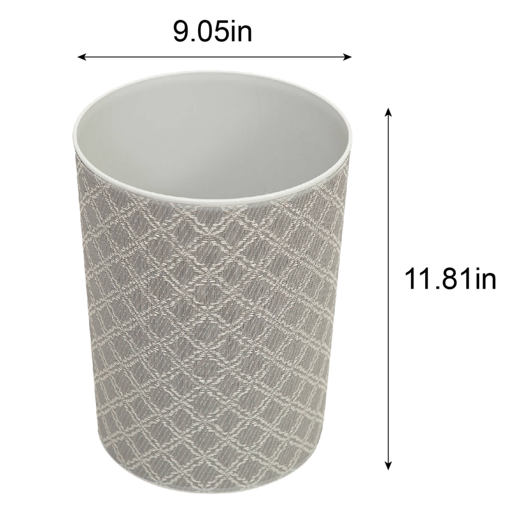 Winslow Grey Quatrefoil Round Trash Bin, 10l