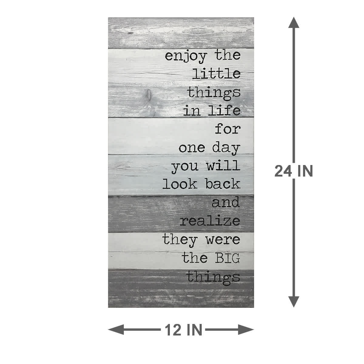 Enjoy The Little Things Sentiment Canvas Wall Sign, 12x24