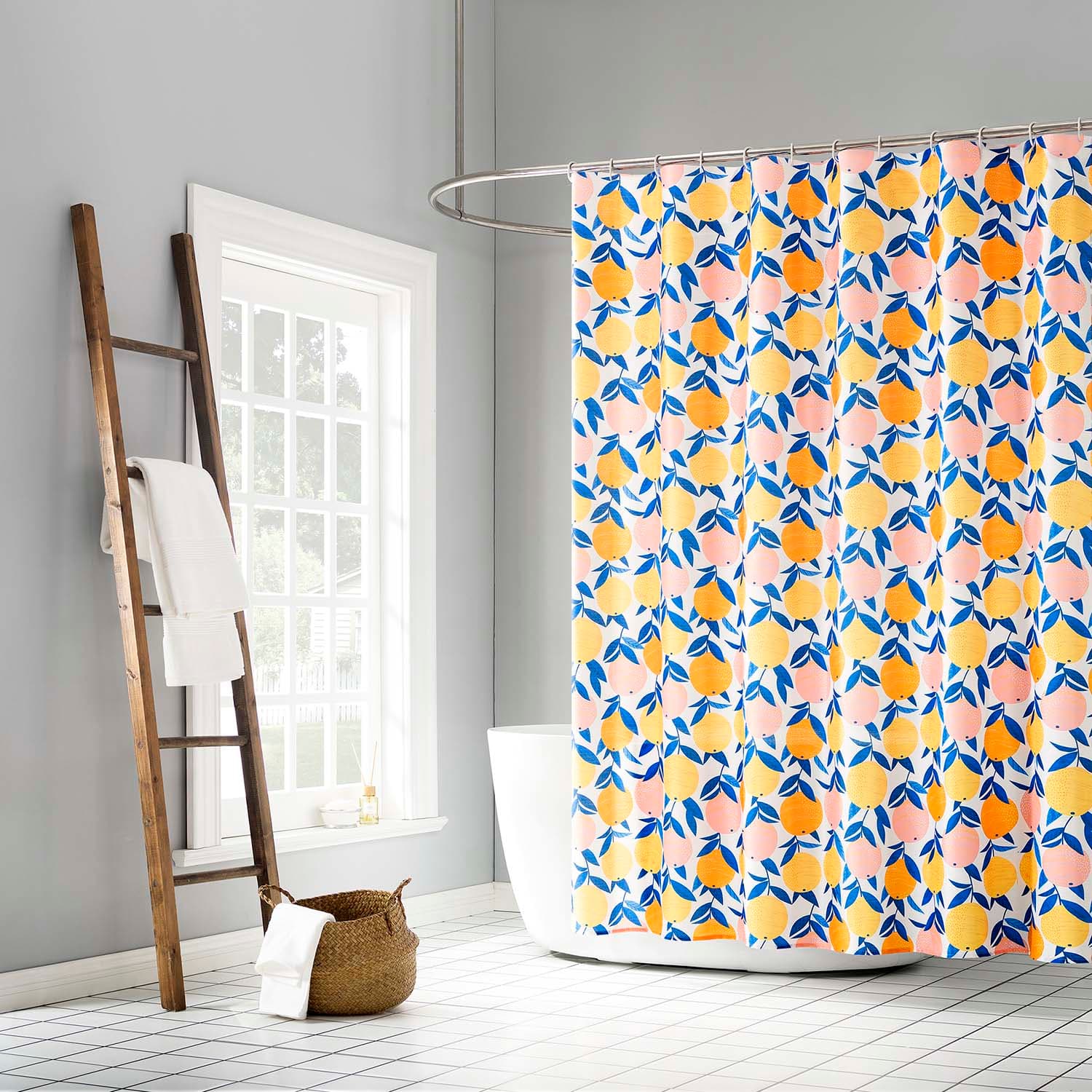 13-Piece Paloma Multicolor Citrus Shower Curtain Set, 70x72