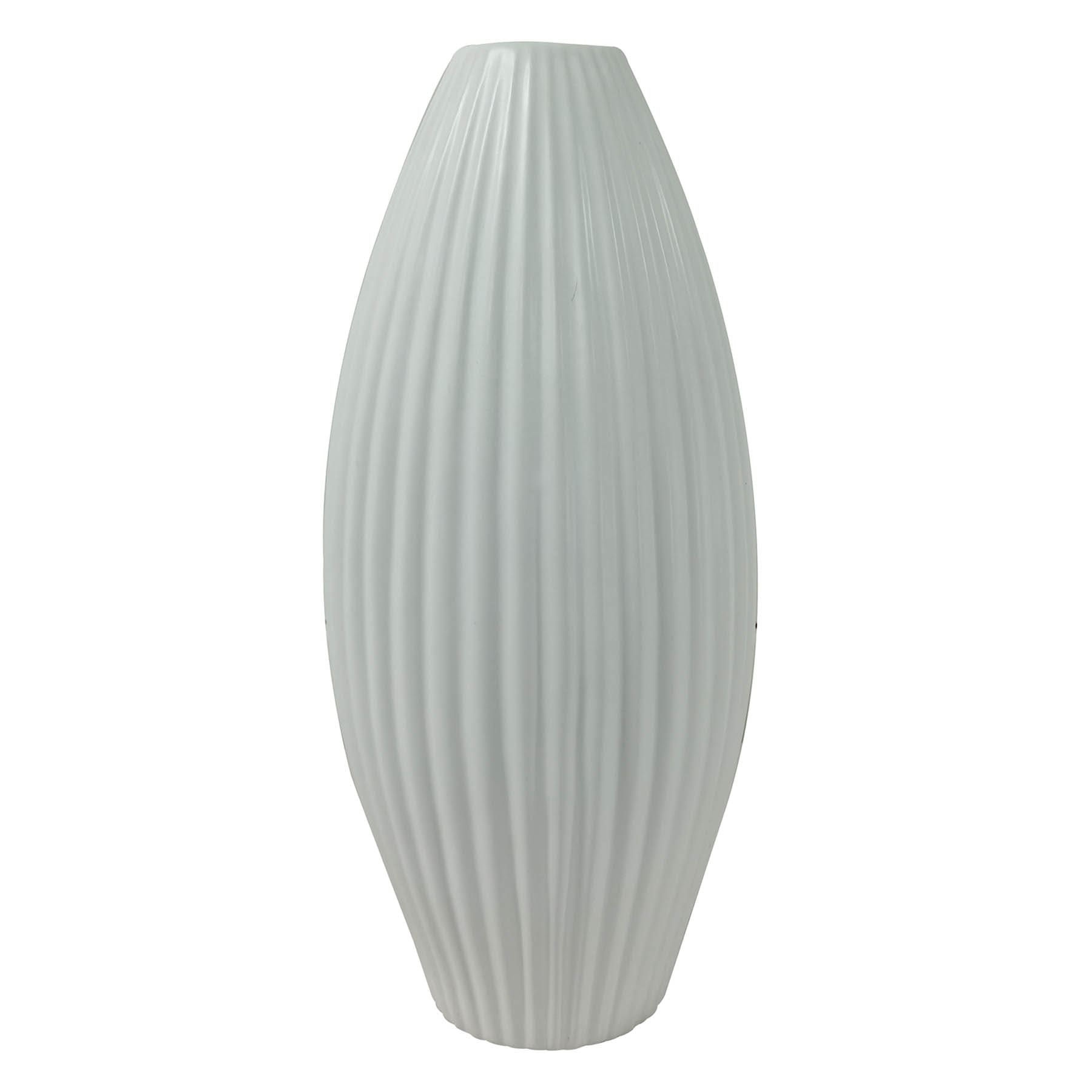 Fluted White Ceramic Vase, 13.75"