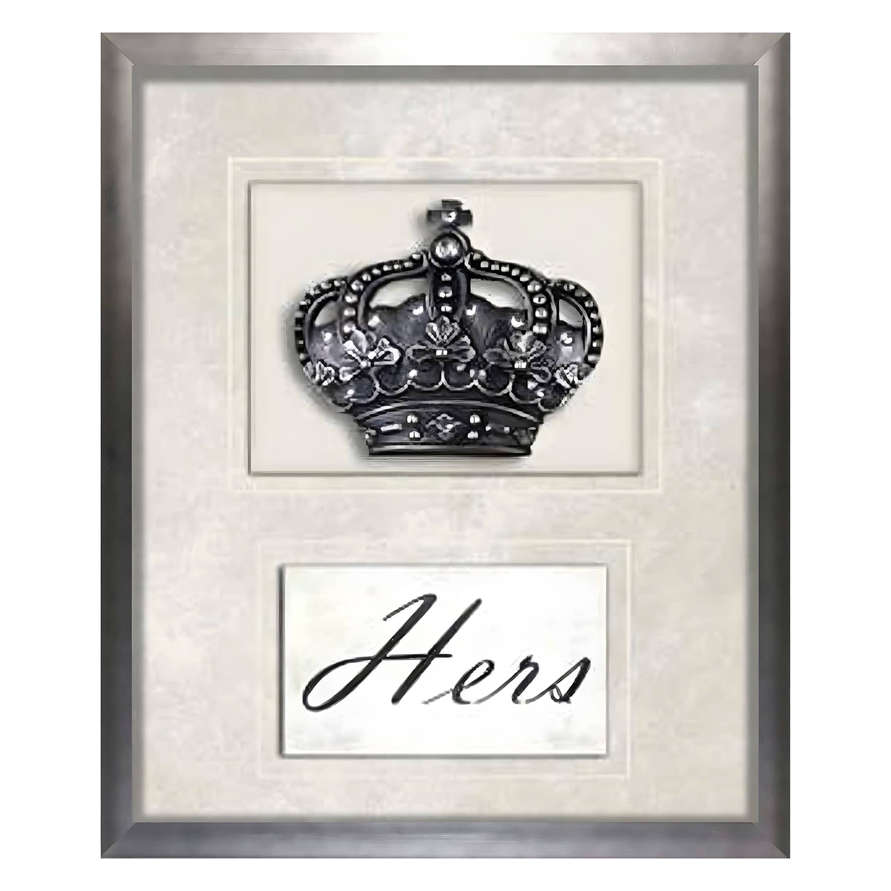 Glass Framed Hers Mini Crown with Matted Jewels, 10x12