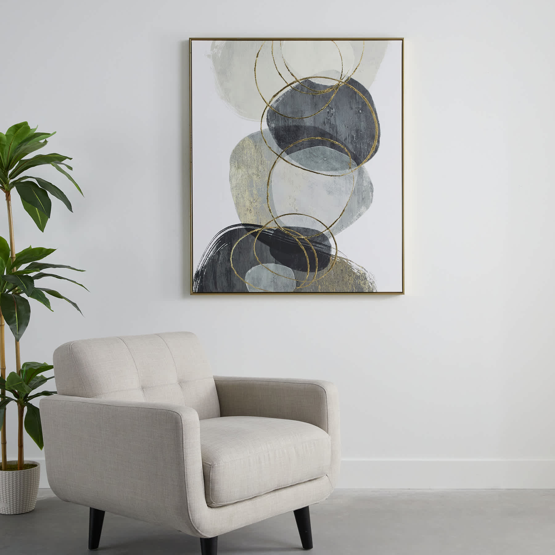 Crosby St Framed Foiled Abstract Canvas Wall Art, 41x49