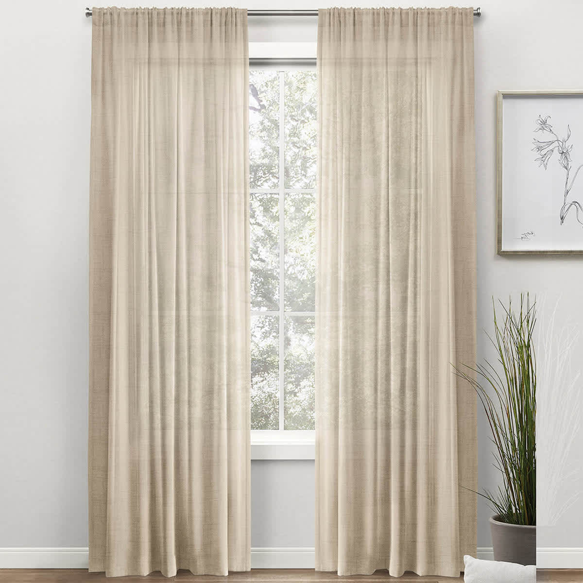 Legacy Natural Sheer Curtain Panel, 84"
