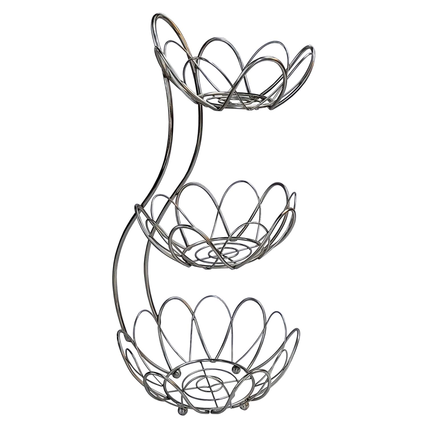 3-Tier Nickel Flower Fruit Basket