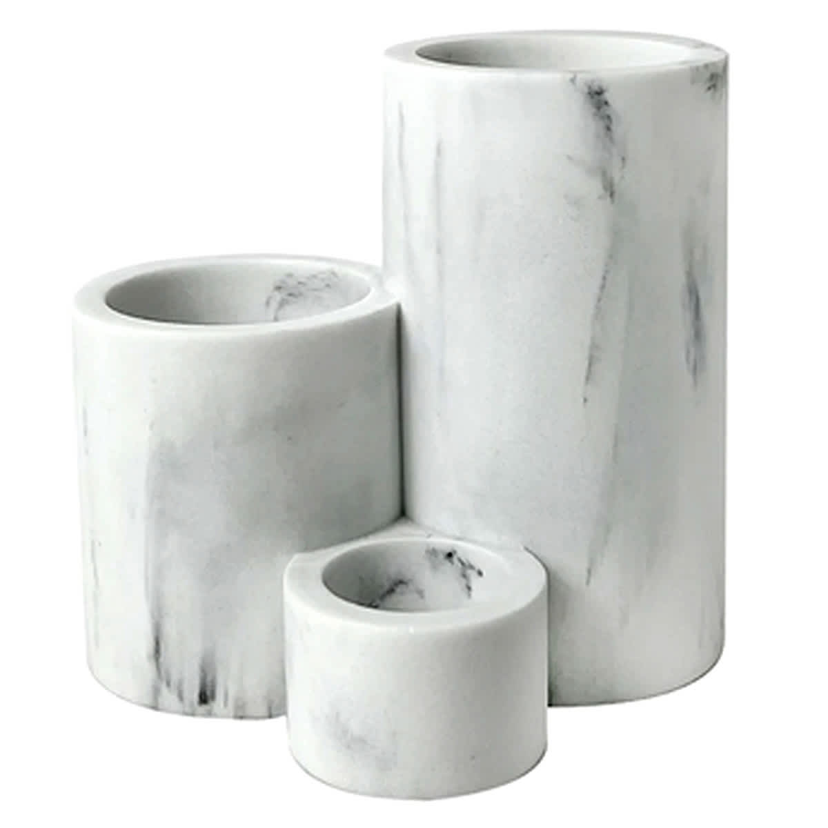 White Marbled Brush Holder