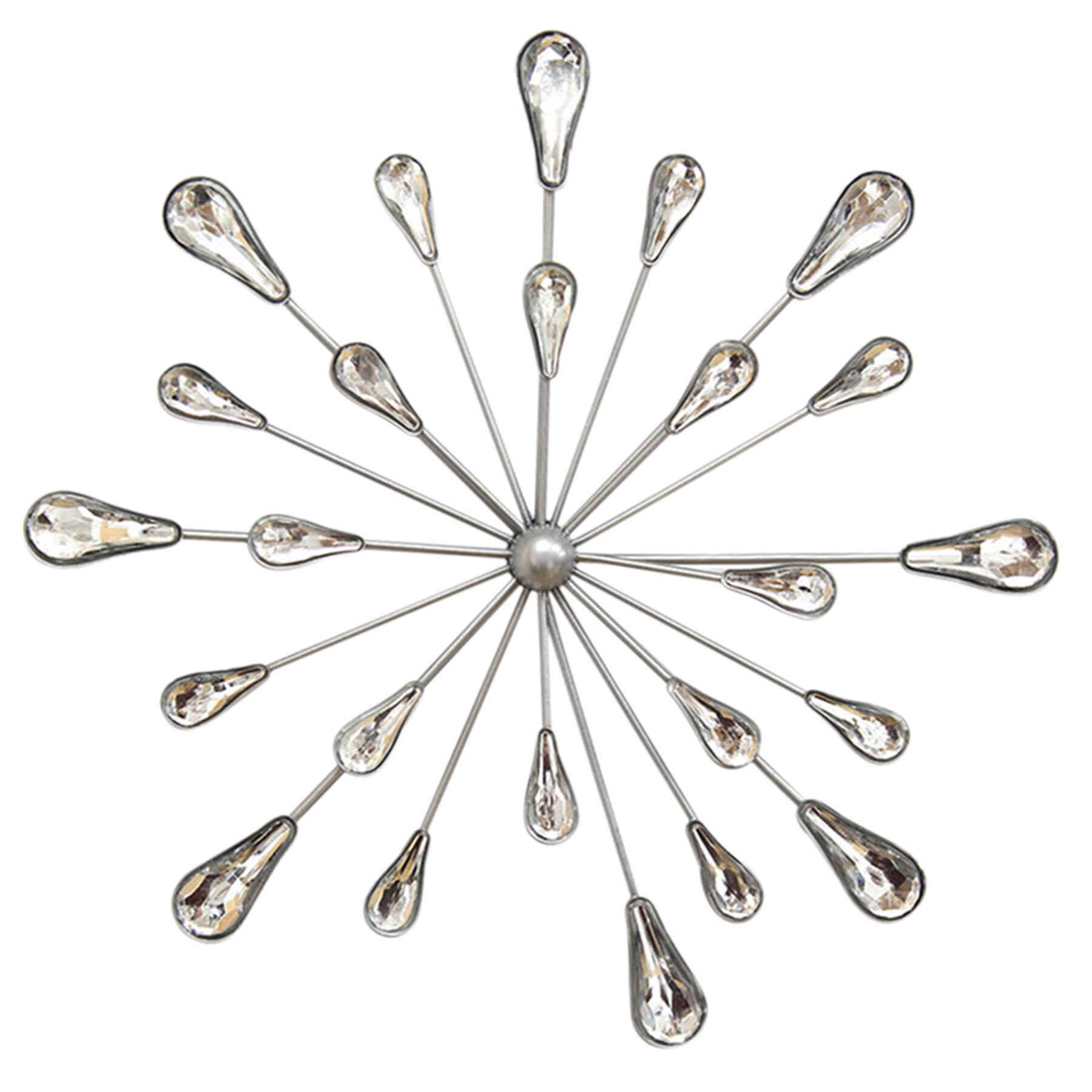 3-Piece Silver Teardrop Bling Burst Wall Art, 10"