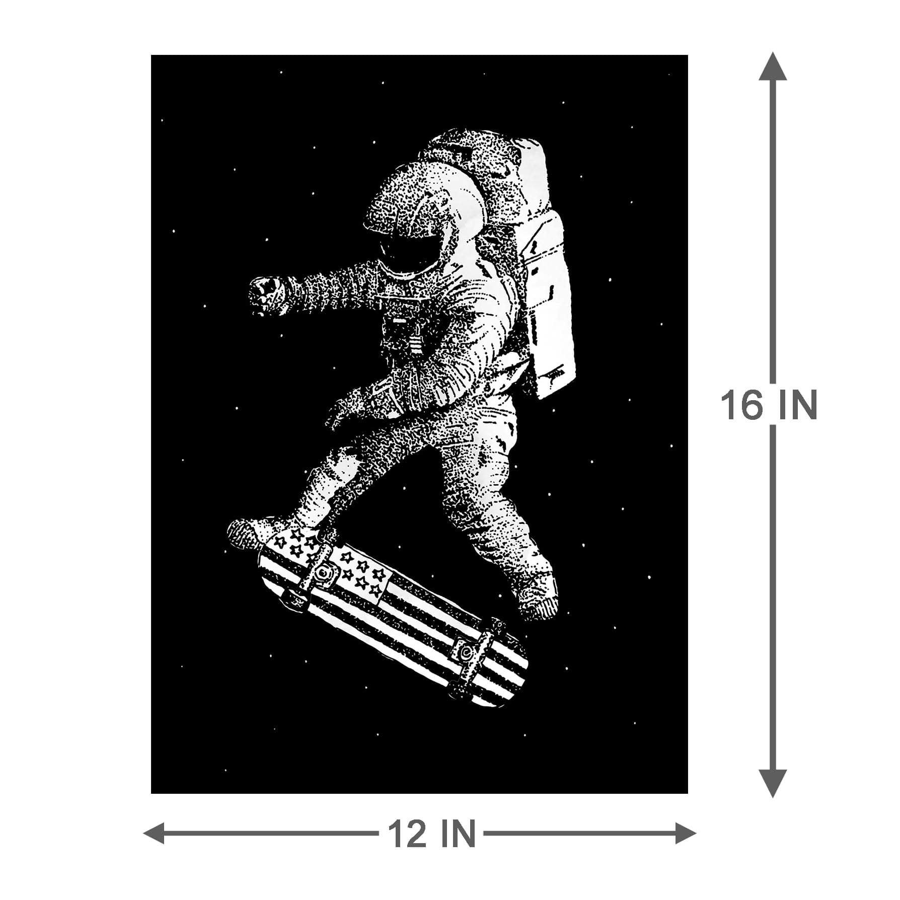USA Astronaut Skateboard Canvas Wall Art, 12x16