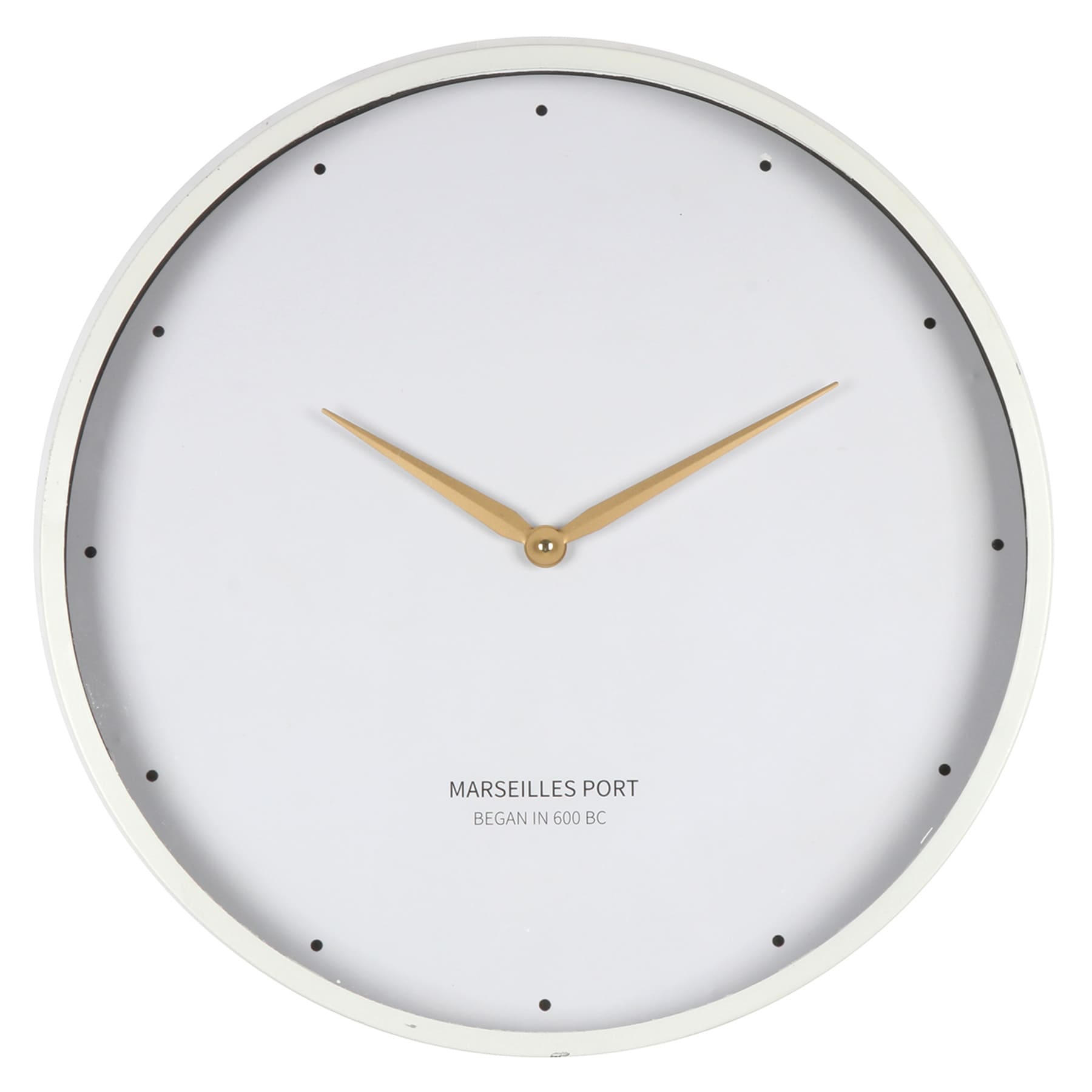 White Metal & Wood Round Wall Clock, 20"