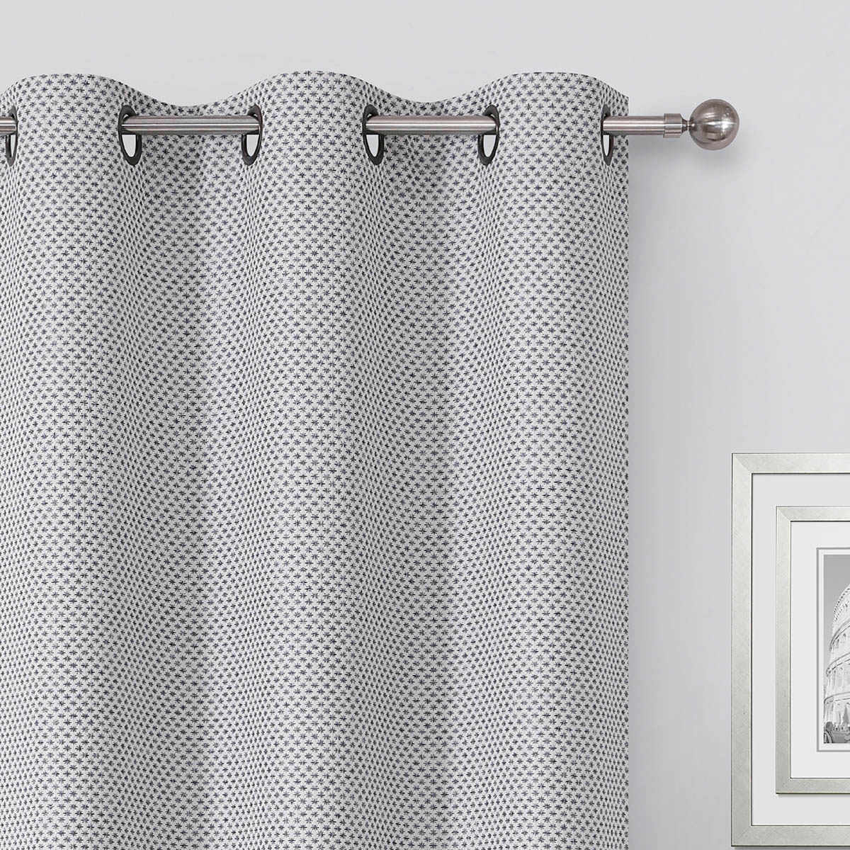 Oakdale Navy Blue Light Filtering Grommet Single Curtain Panel, 84"