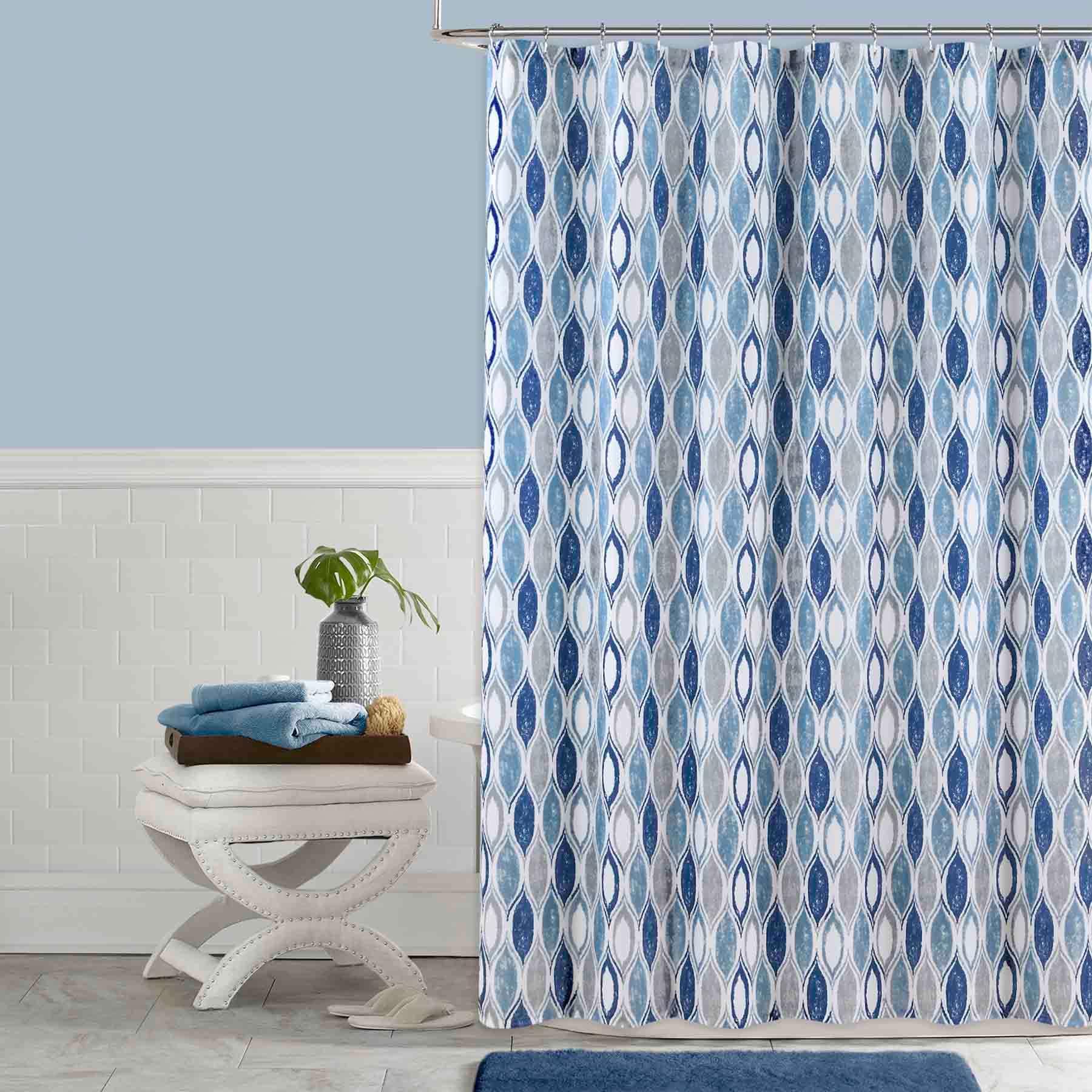 Blue & Grey Morocco Mirage Shower Curtain, 72"