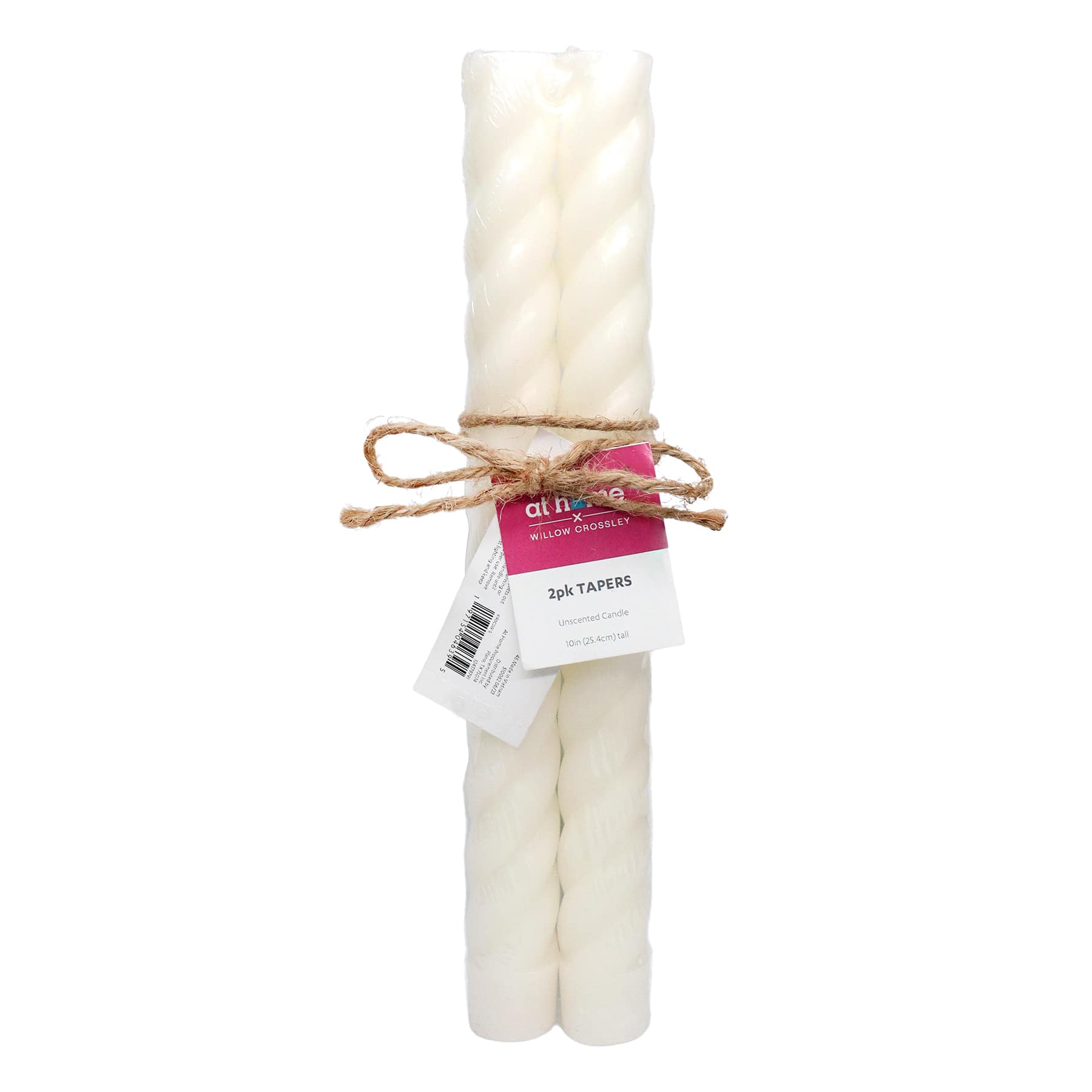 Willow Crossley 2-Pack White Twisted Taper Candles, 10"