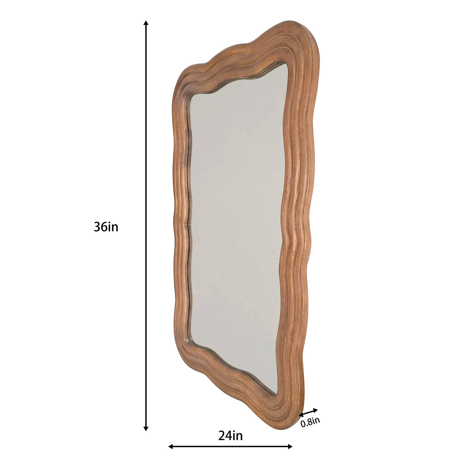 Walnut Wavy Wall Mirror, 24x36