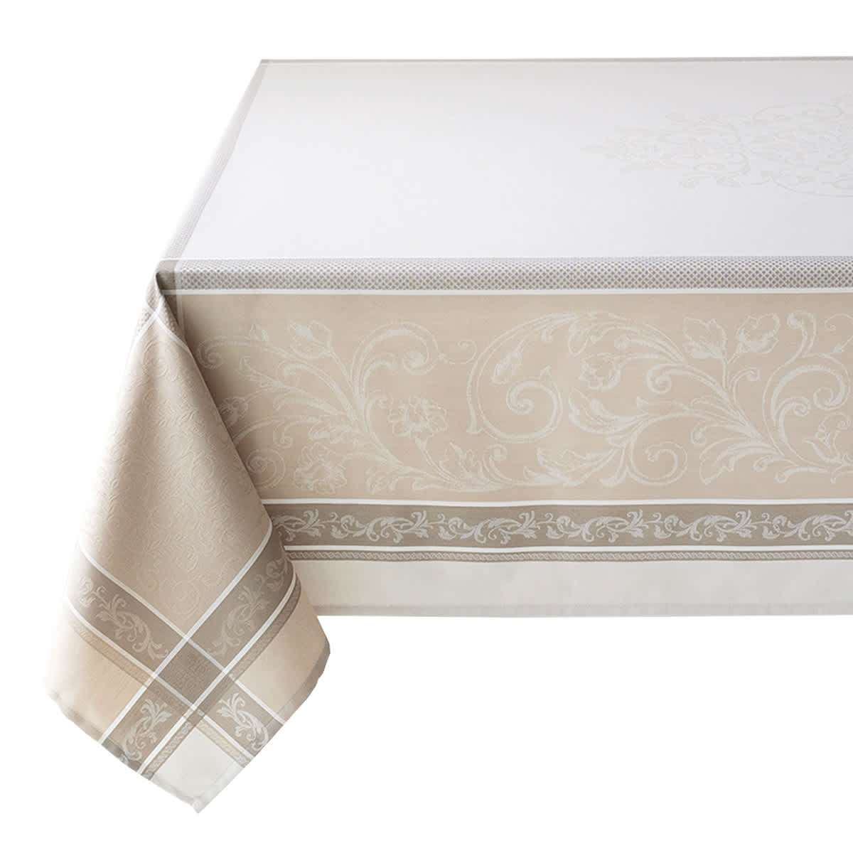Cassandra Natural Jacquard Tablecloth, 60x84