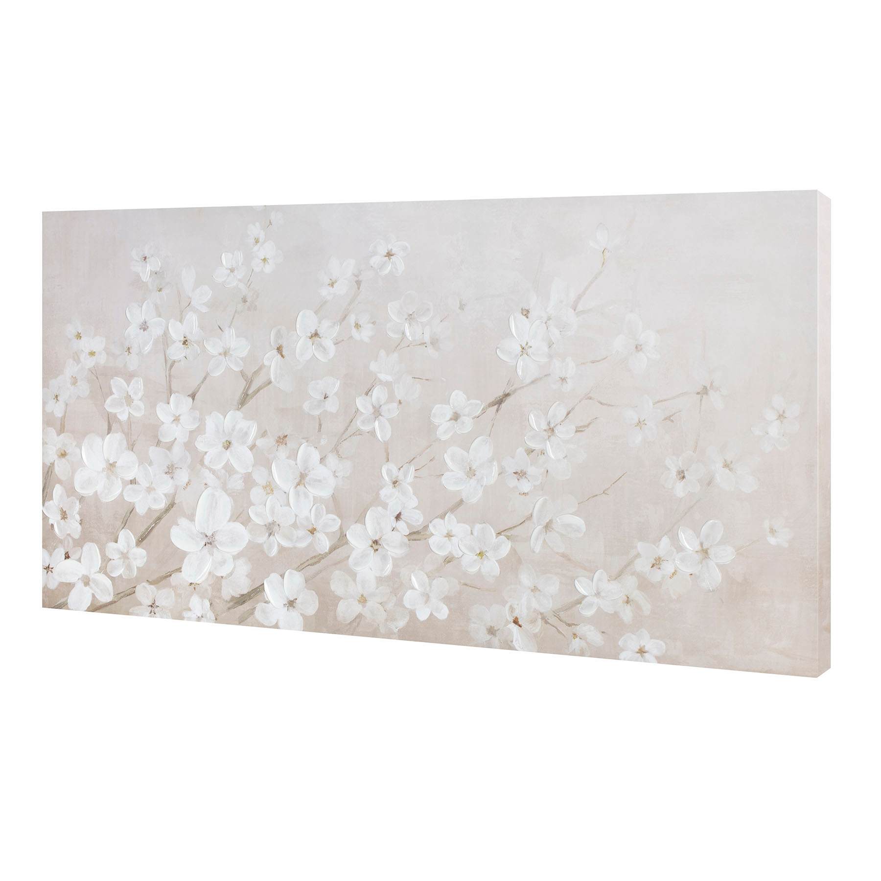 Providence Soft White Blossoms Canvas Wall Art, 48x24