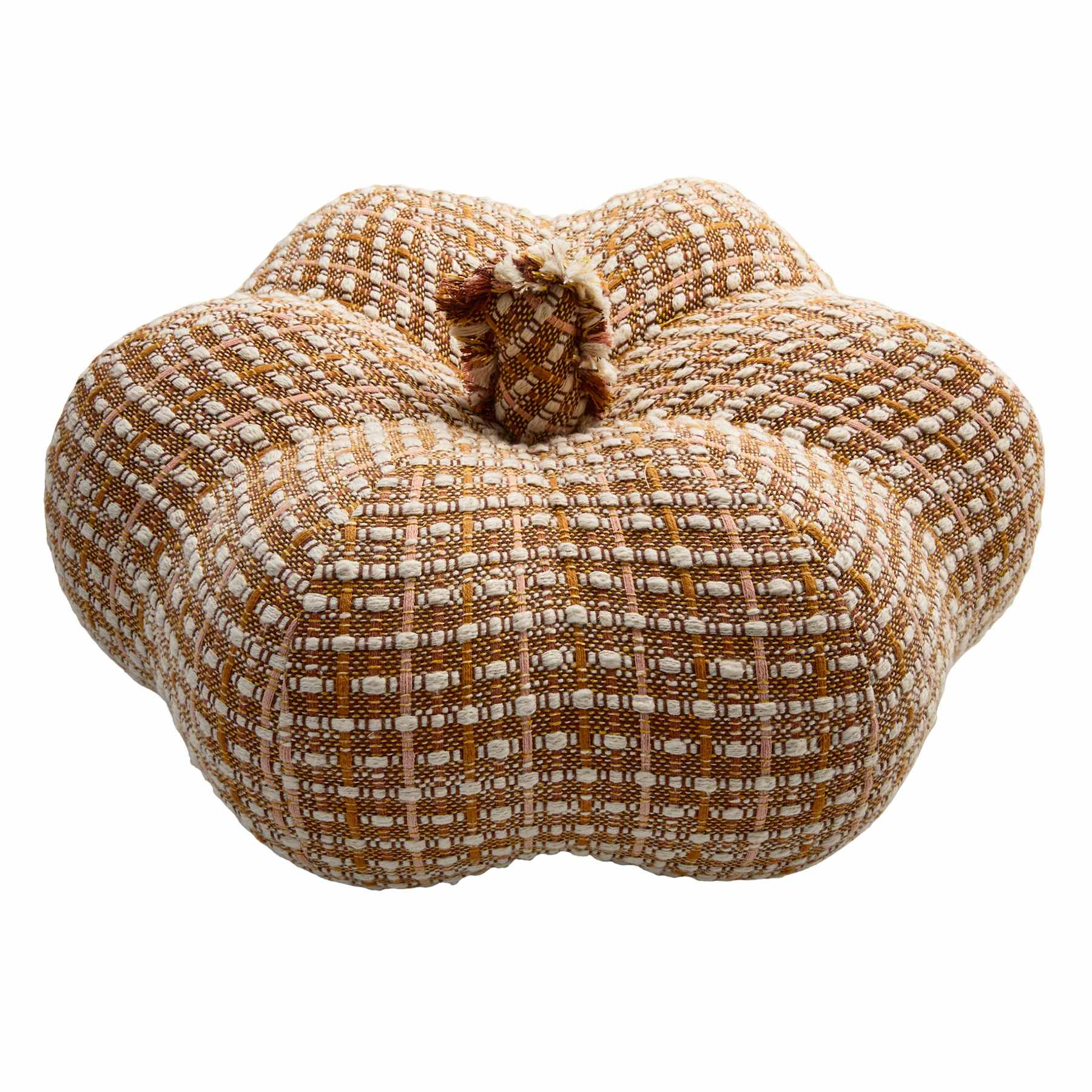 Yarn Dyed Woven Pumpkin Shaped Throw Pillow