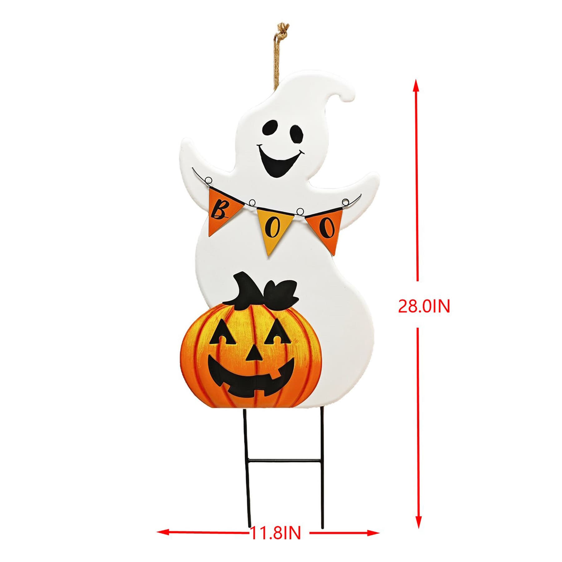 Happy Haunting Ghost & Jack-o'-Lantern Yardstake, 28"