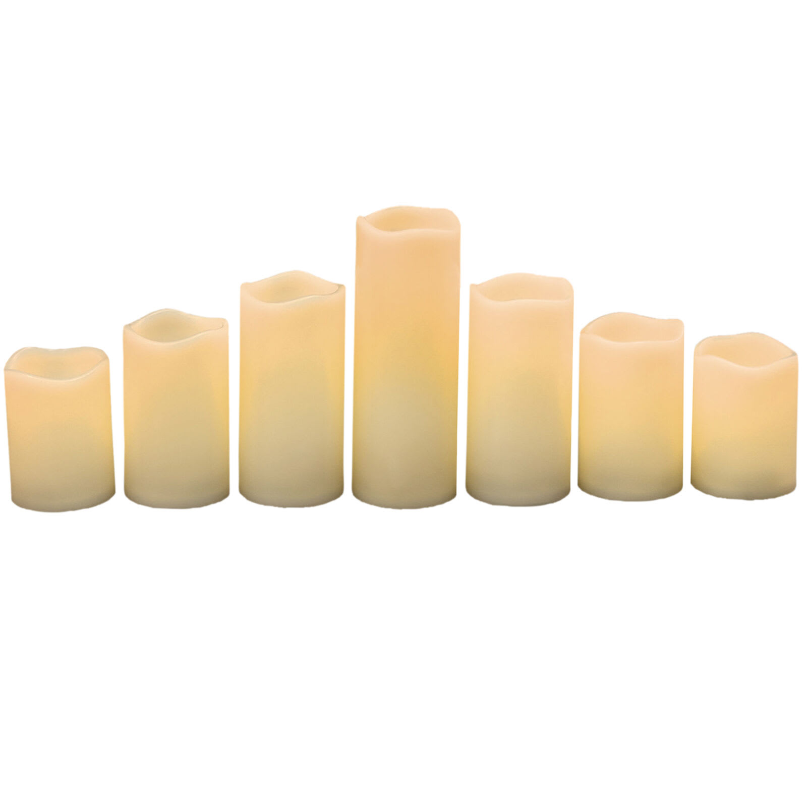 7-Piece Outdoor LED Pillar Candle Set, Ivory