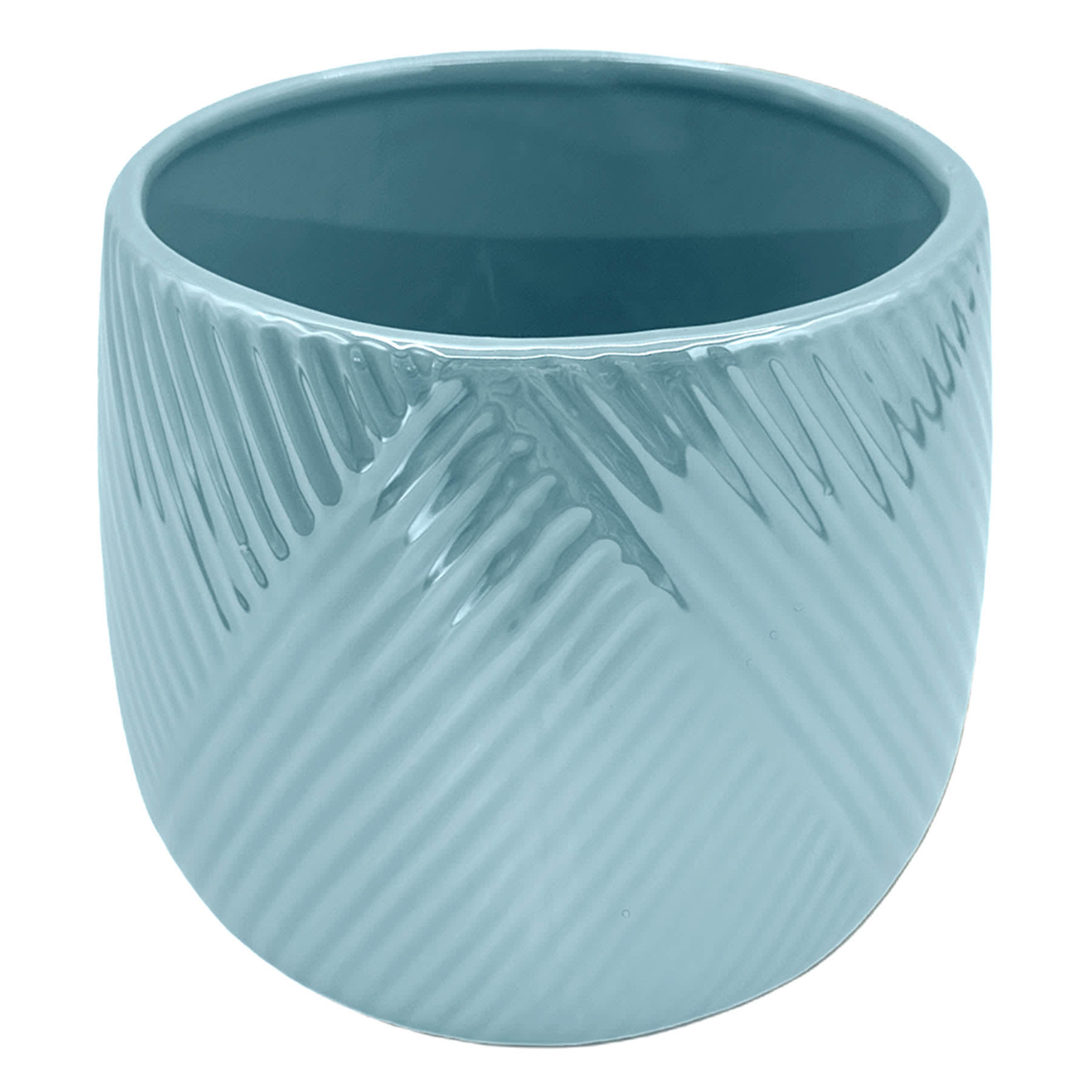 Oh Joy! Indoor Mila Blue Ribbed Iridescent Planter, 6"