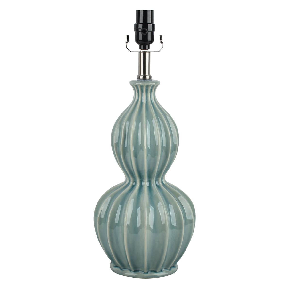 Providence Green Ceramic Double Gourd Medium Table Lamp Base, 19"