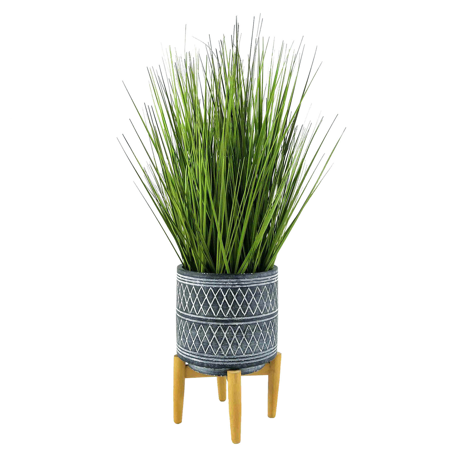 Grass Plant with Cement Planter, 28"