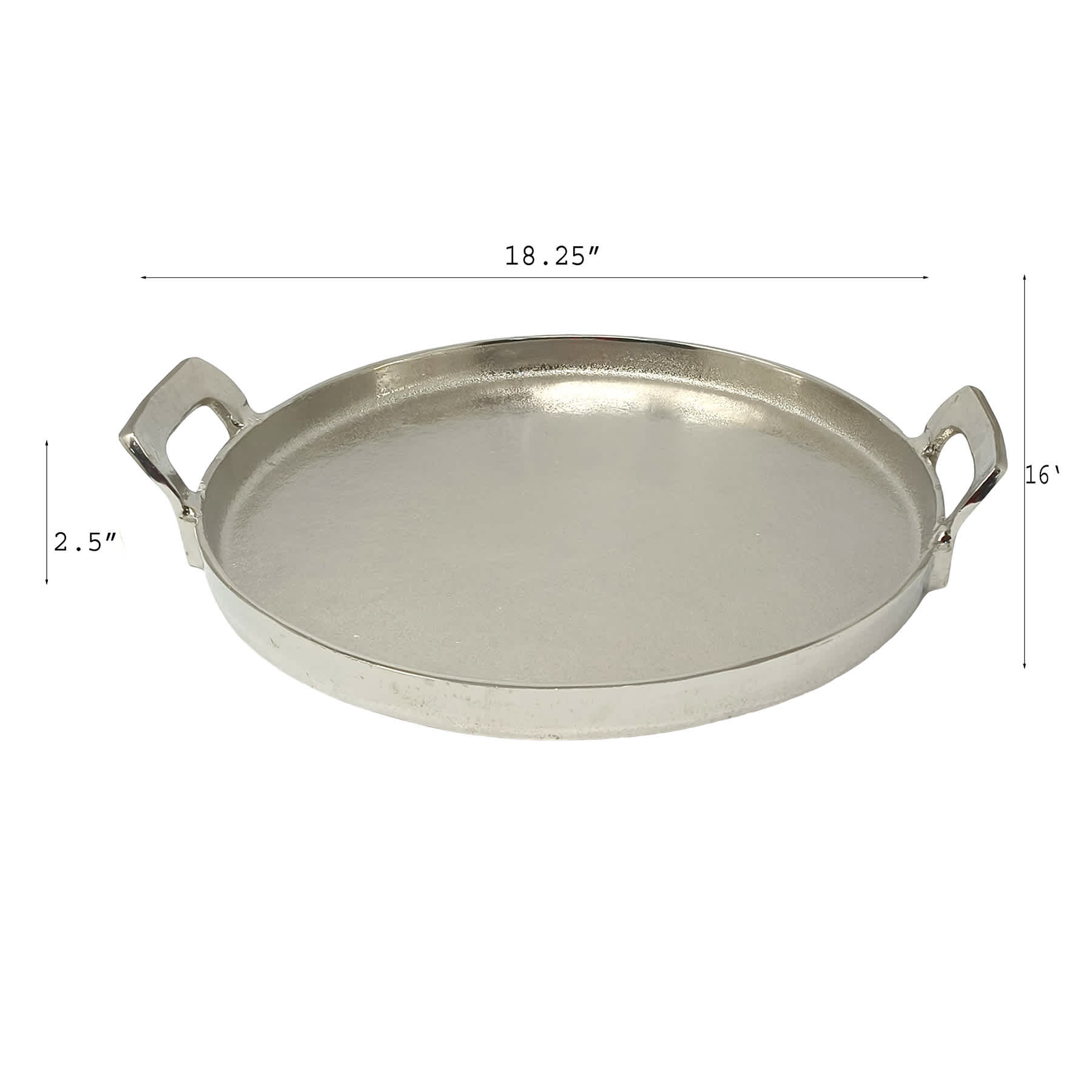 Round Silver Cast Aluminum Tray, 16"