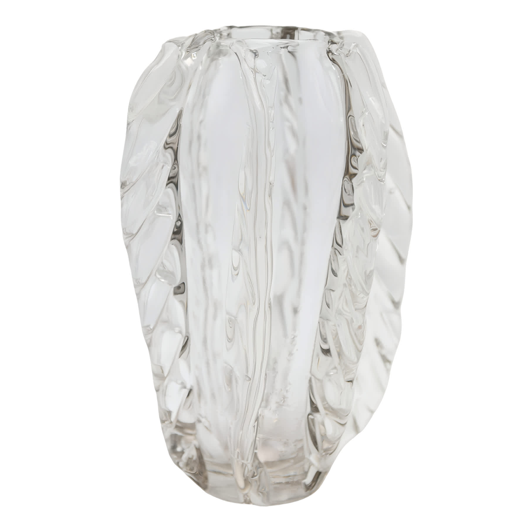 Heavy Ridged Glass Art Vase, 7x11
