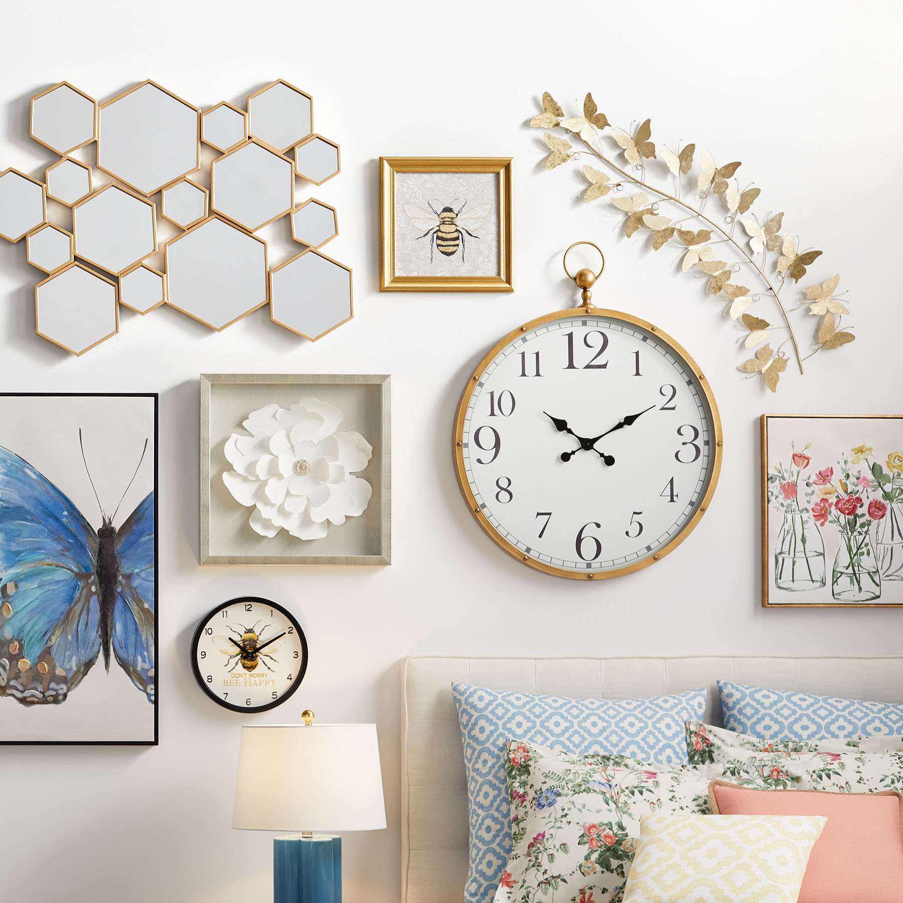 Don't Worry Bee Happy Round Wall Clock, 12"