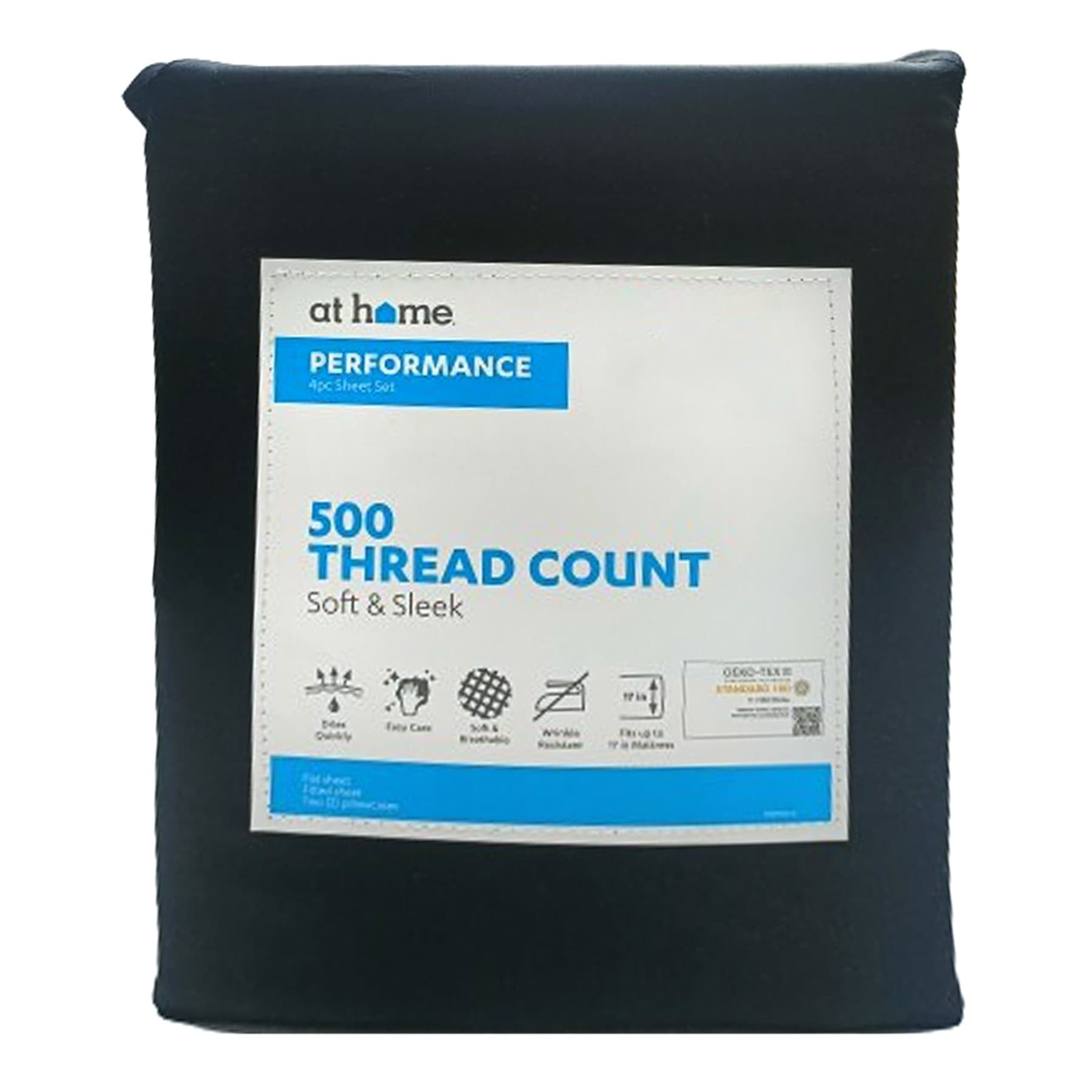 4-Piece Jet Black 500 Thread Count Performance Sheet Set, Queen