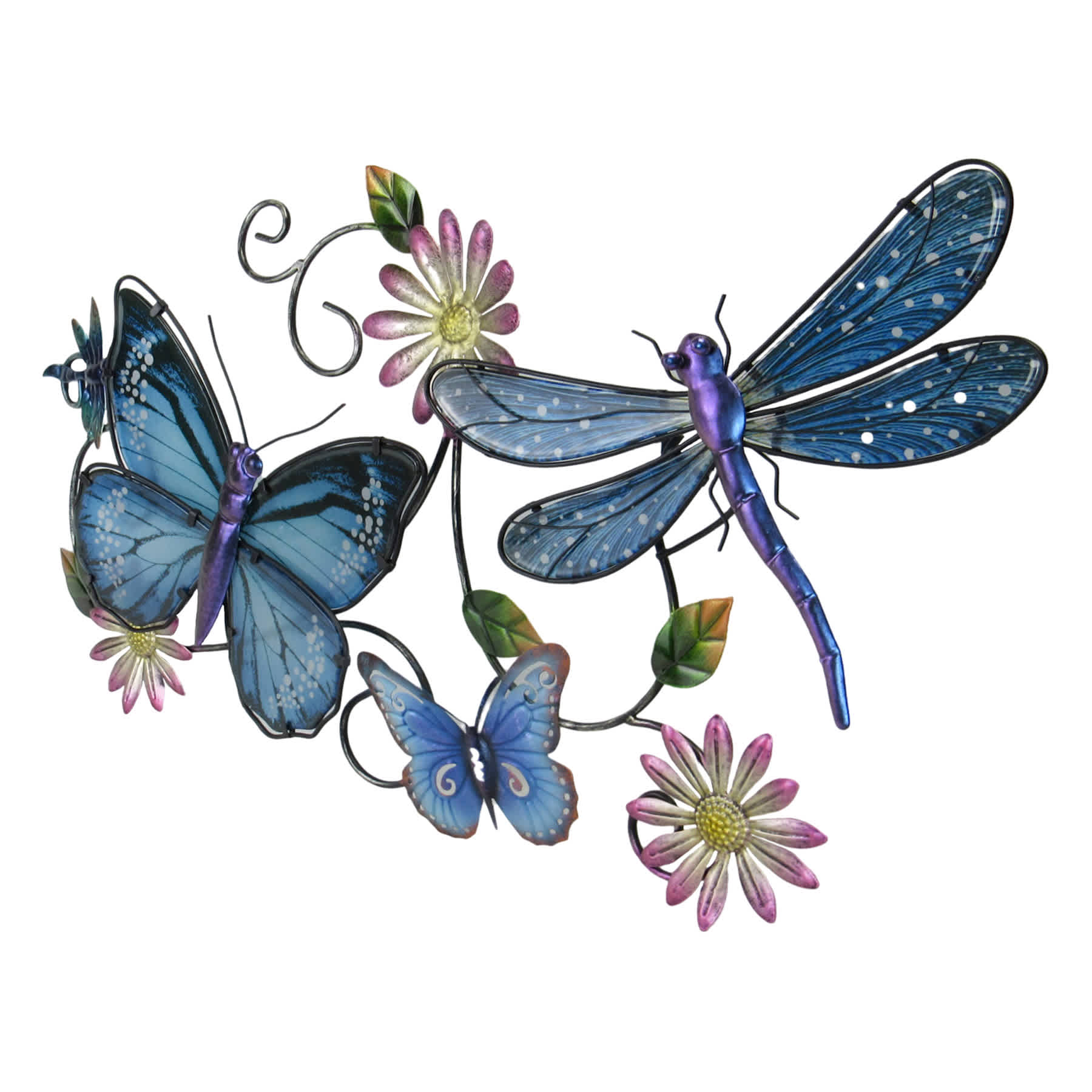 Metal Glass Butterfly & Dragonfly Wall Decor, 31"