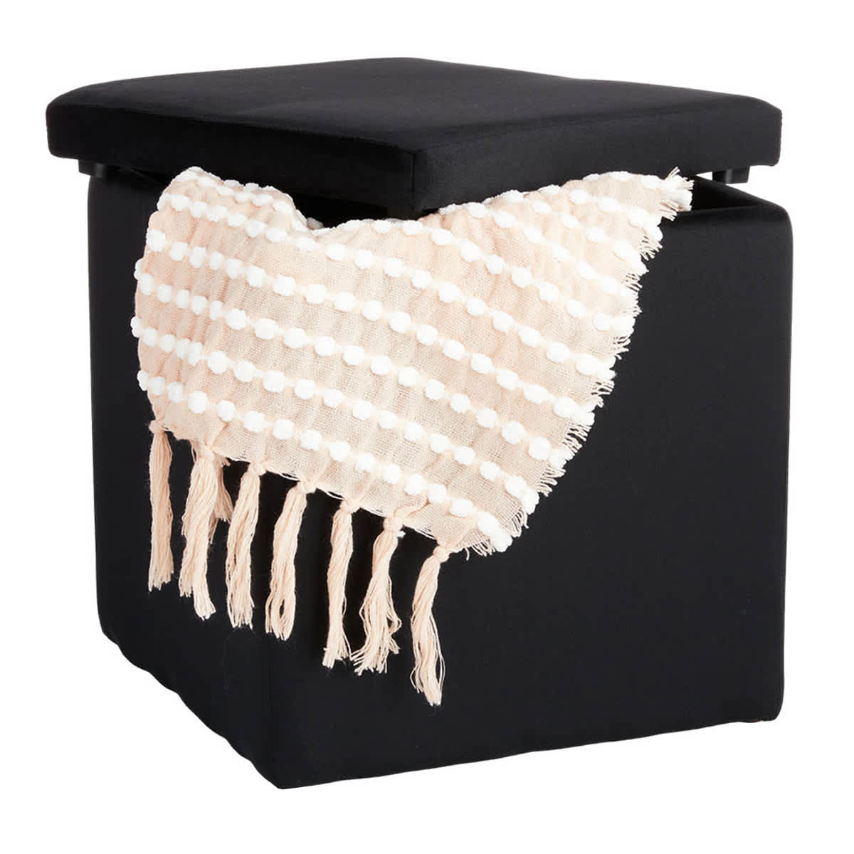 Hannah Square Storage Ottoman, Black
