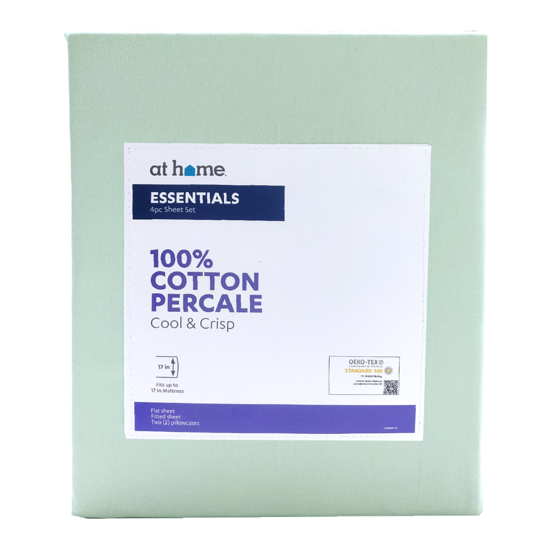 4-Piece Green 200 Thread Count Essentials Sheet Set, Full