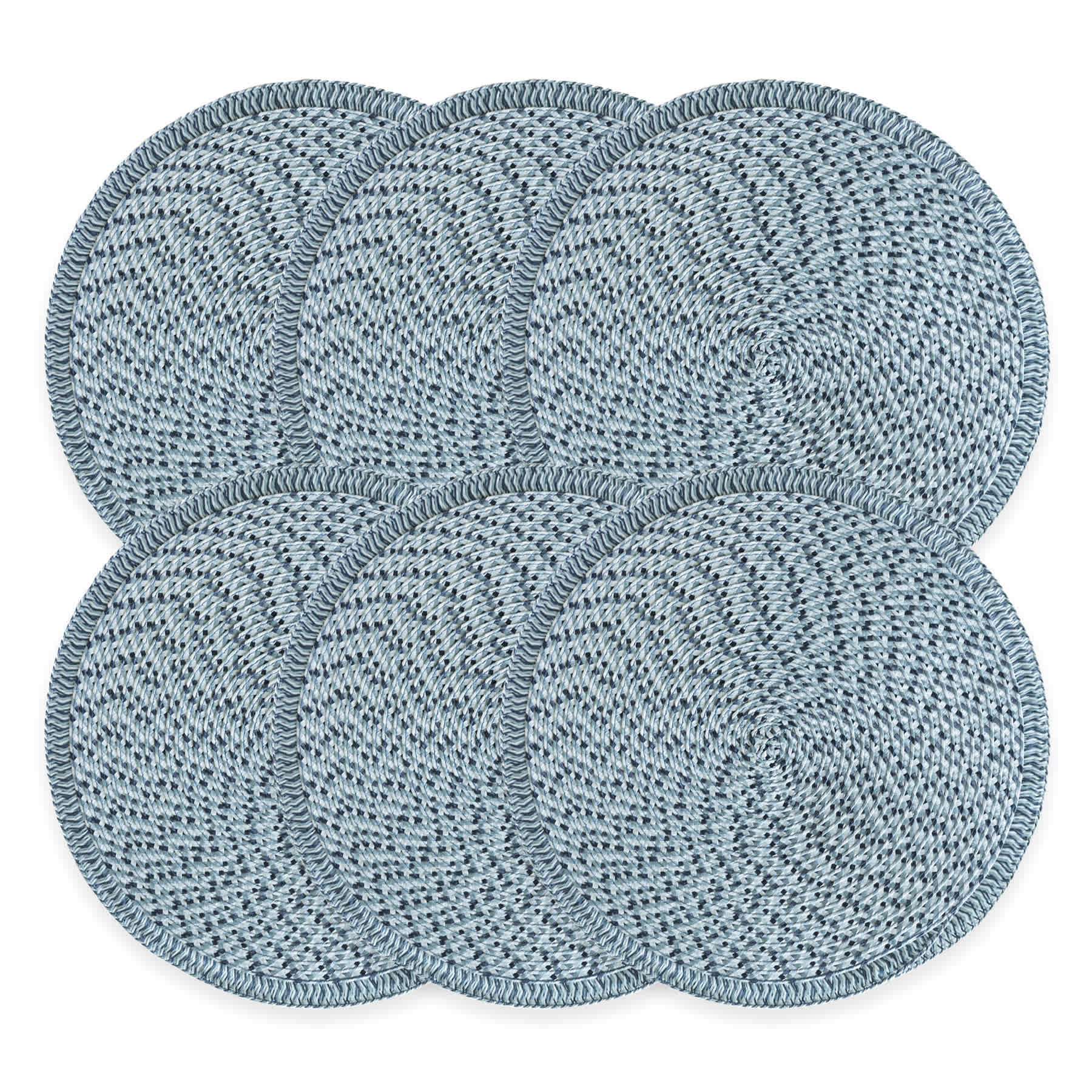 Set of 6 Pila Navy Blue Round Placemats, 15"