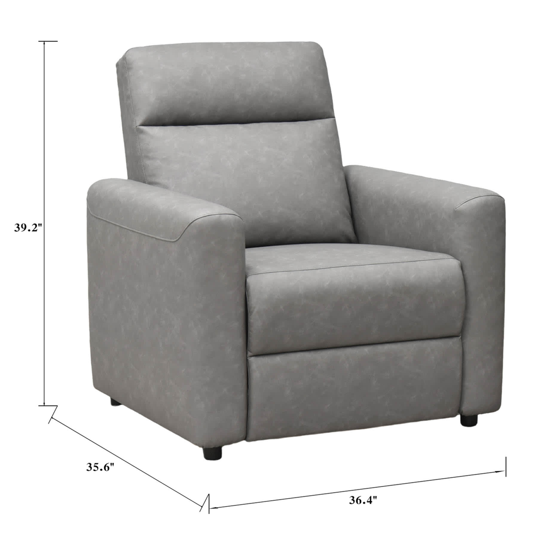 Bowen Faux Leather Recliner, Grey