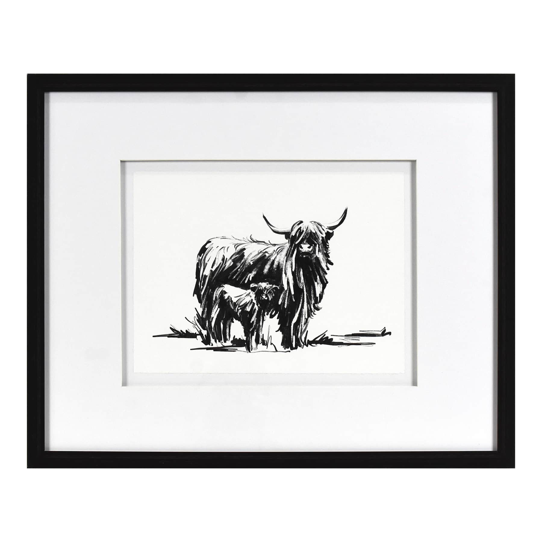 Glass Framed Cow Print Wall Art, 21x27
