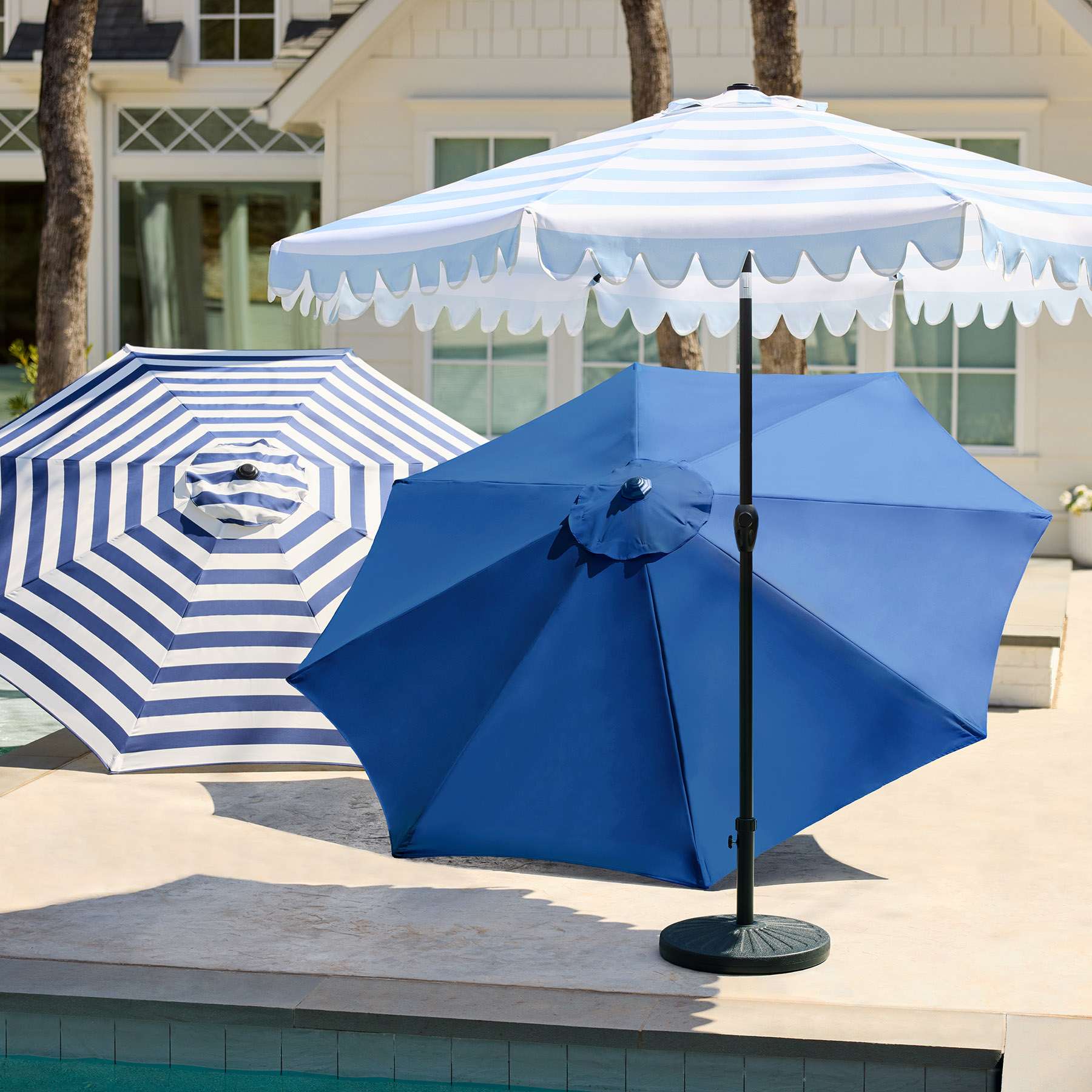 Navy Blue Crank & Tilt Round Patio Umbrella, 9'