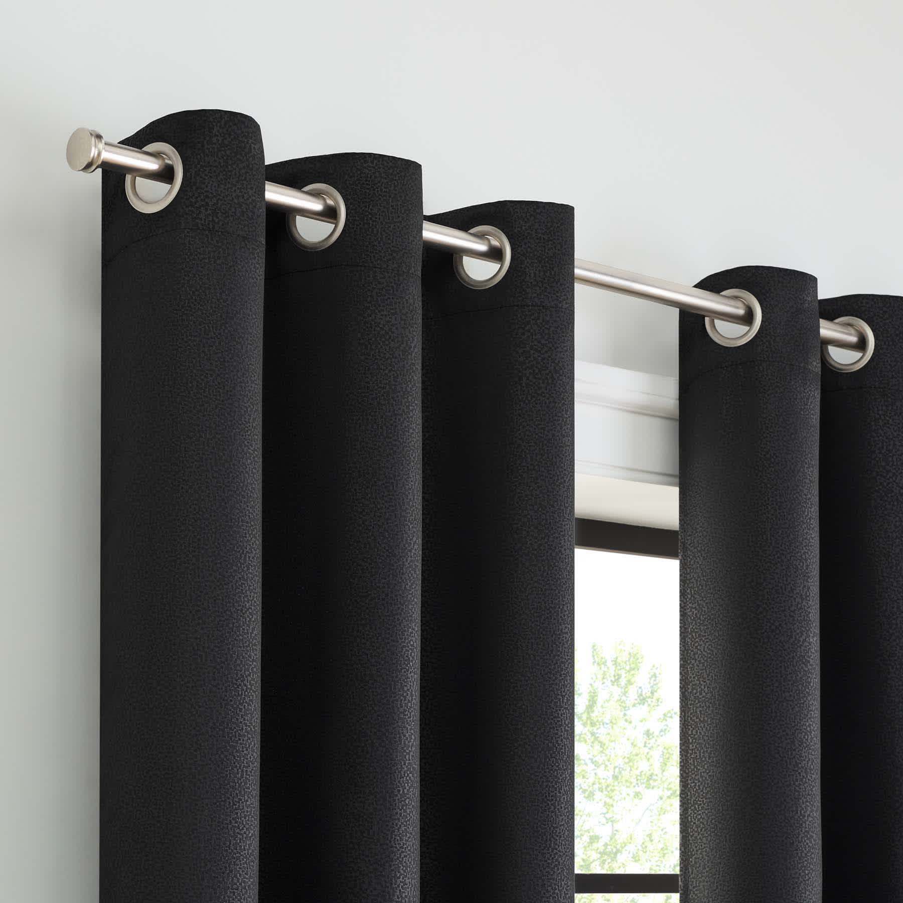 4-Pack Black Eclipse Standford Embossed Blackout Grommet Curtain Panel Set, 63"