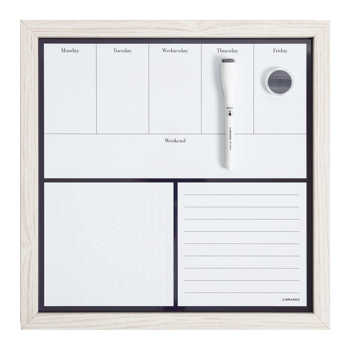 Rustic White Wood Weekly Planner Board, 14"