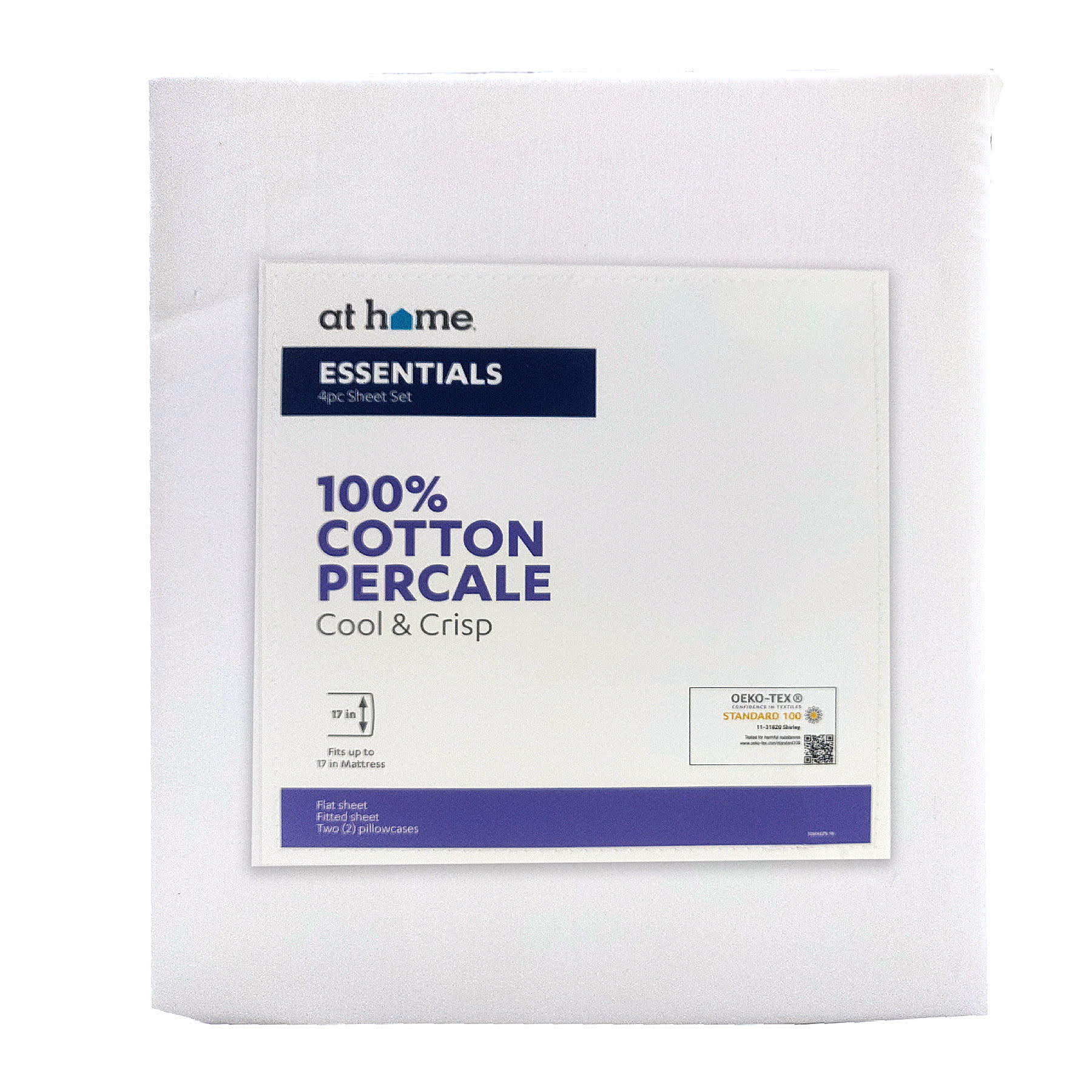 4-Piece White 200 Thread Count Cotton Essentials Sheet Set, Queen