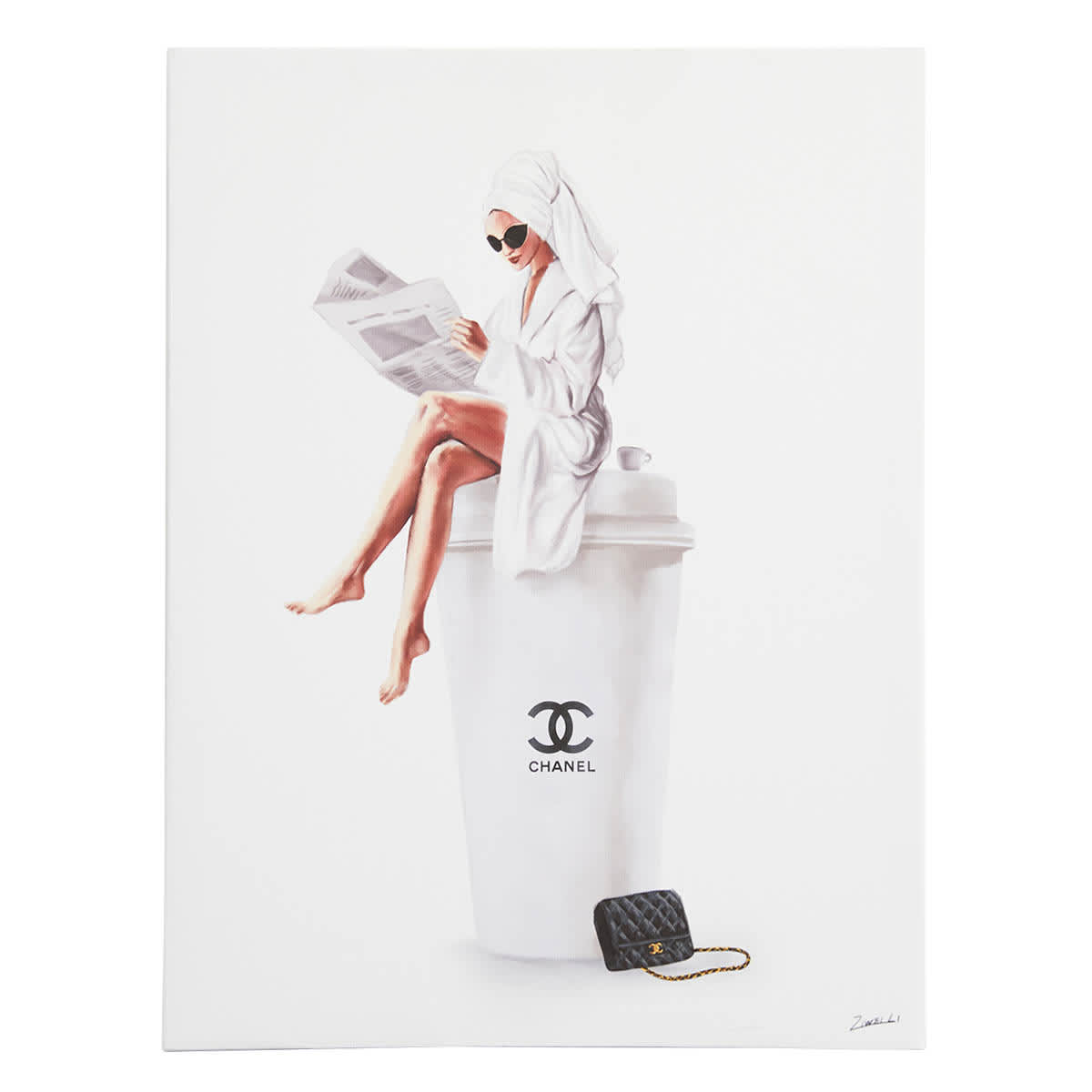 Fashion Robe & Coffee Cup Canvas Wall Art, 12x16