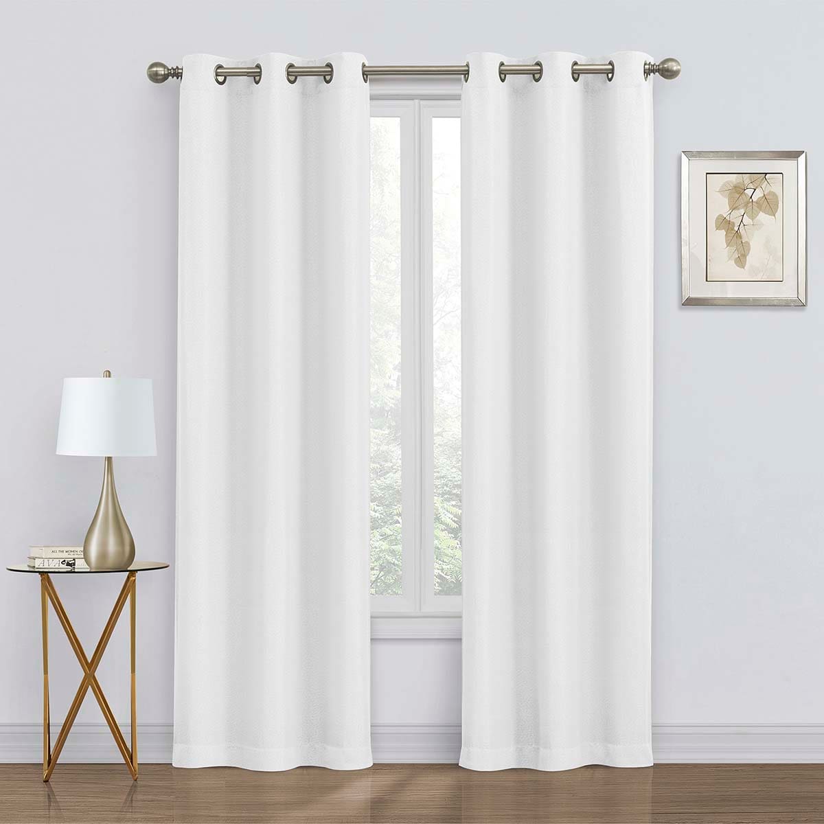2-Pack White Blackout Grommet Curtain Panels, 84"