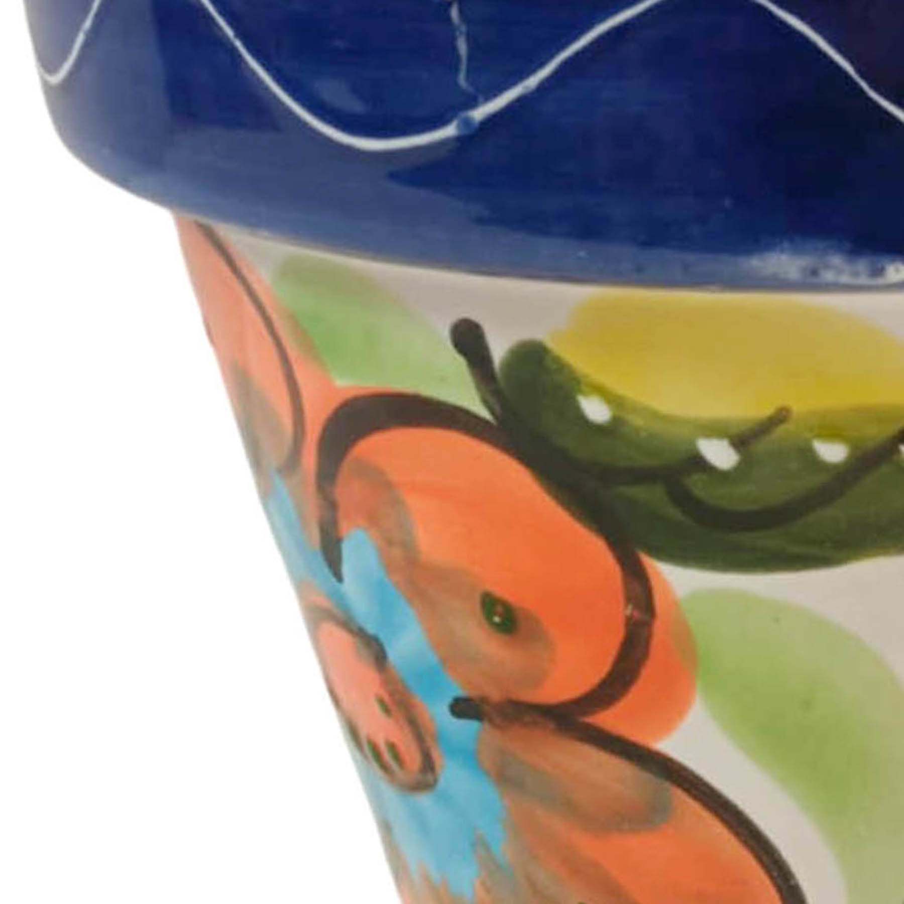 Hand Painted Red Flower Outdoor Planter, Small