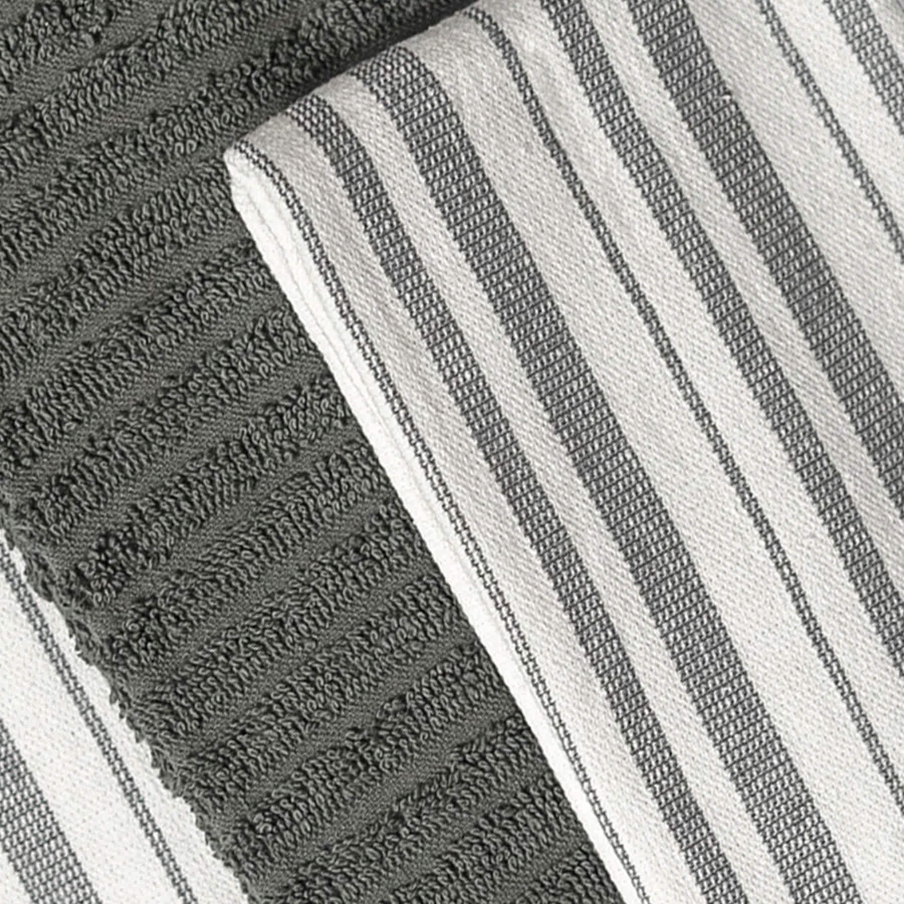 Set of 3 Grey Lakewood Reverse Terry Cotton Kitchen Towels