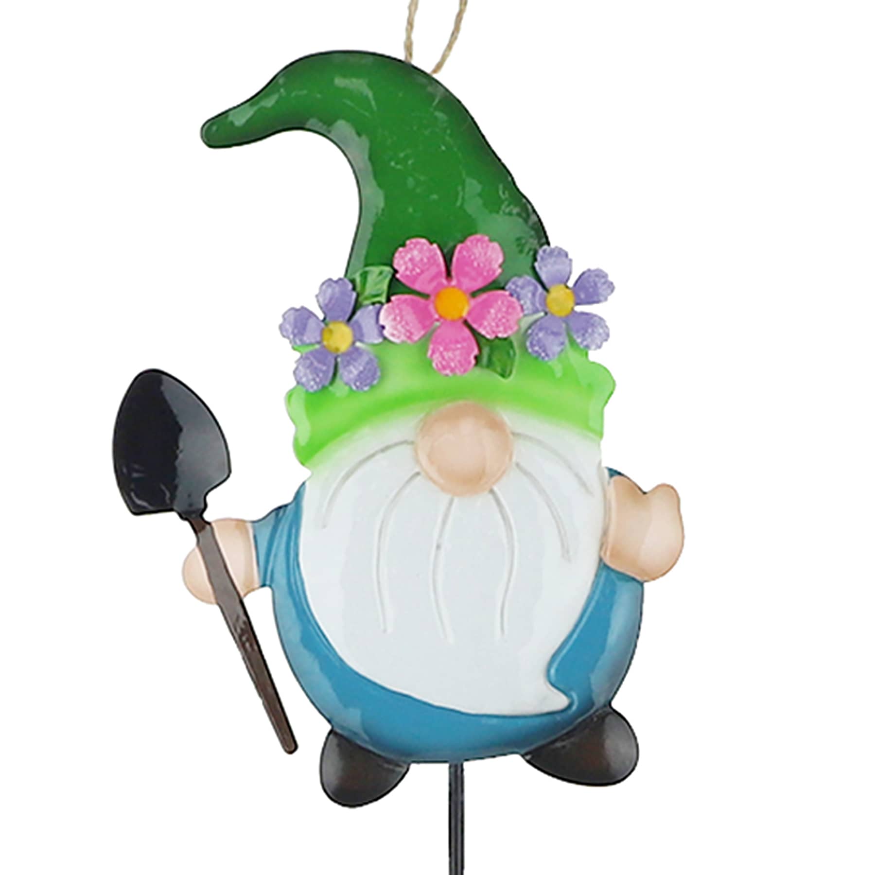 Gnome Green Hat Metal Yard Stake, 24"