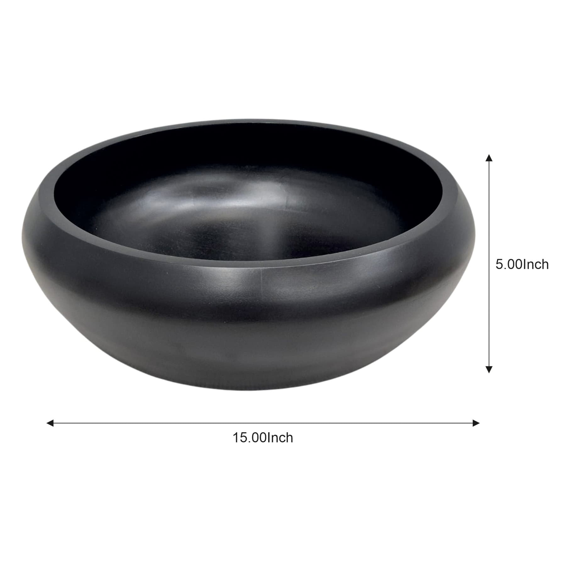 Black Acacia Wood Bowl, 15"