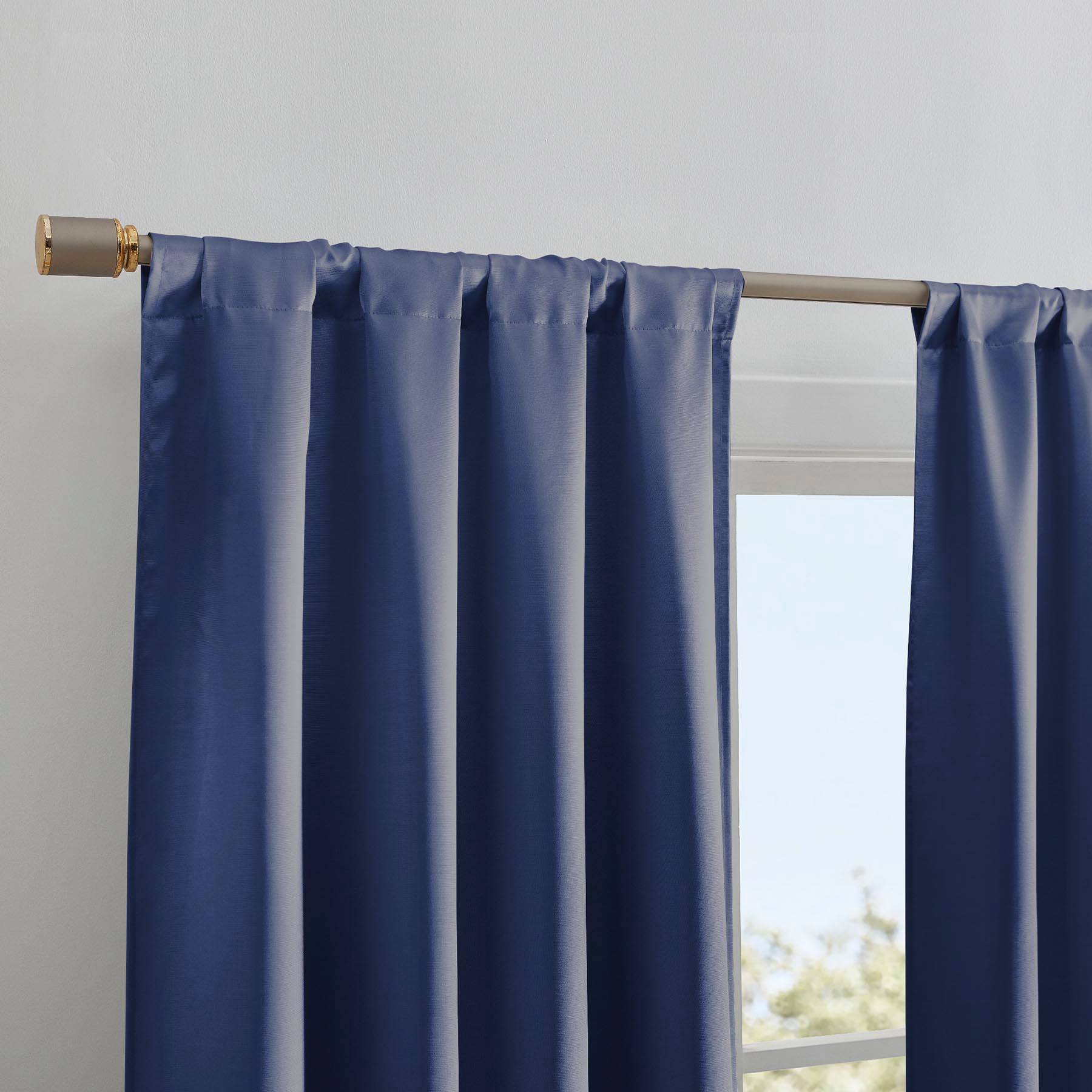 Alyssa Blue Thermal Weave Room Darkening Curtain Panel, 84"