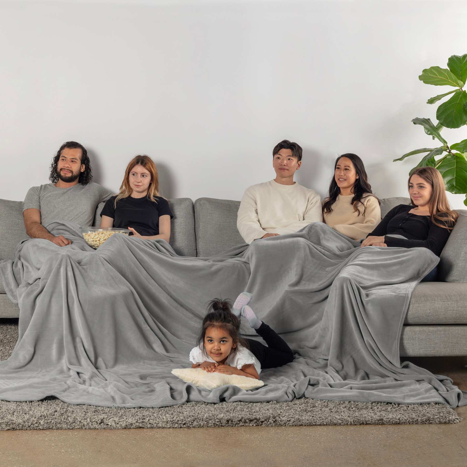 Honeybloom Grey Oversized Family Blanket, 120"