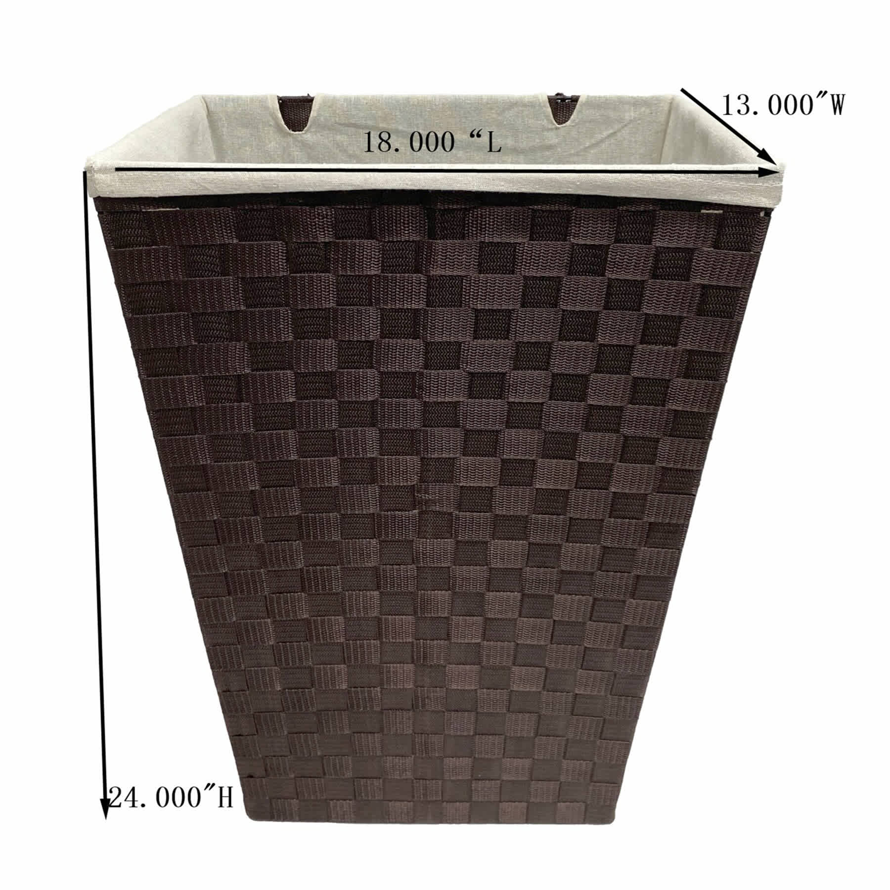 Woven Band Laundry Hamper with Lid & Removable Liner, Espresso